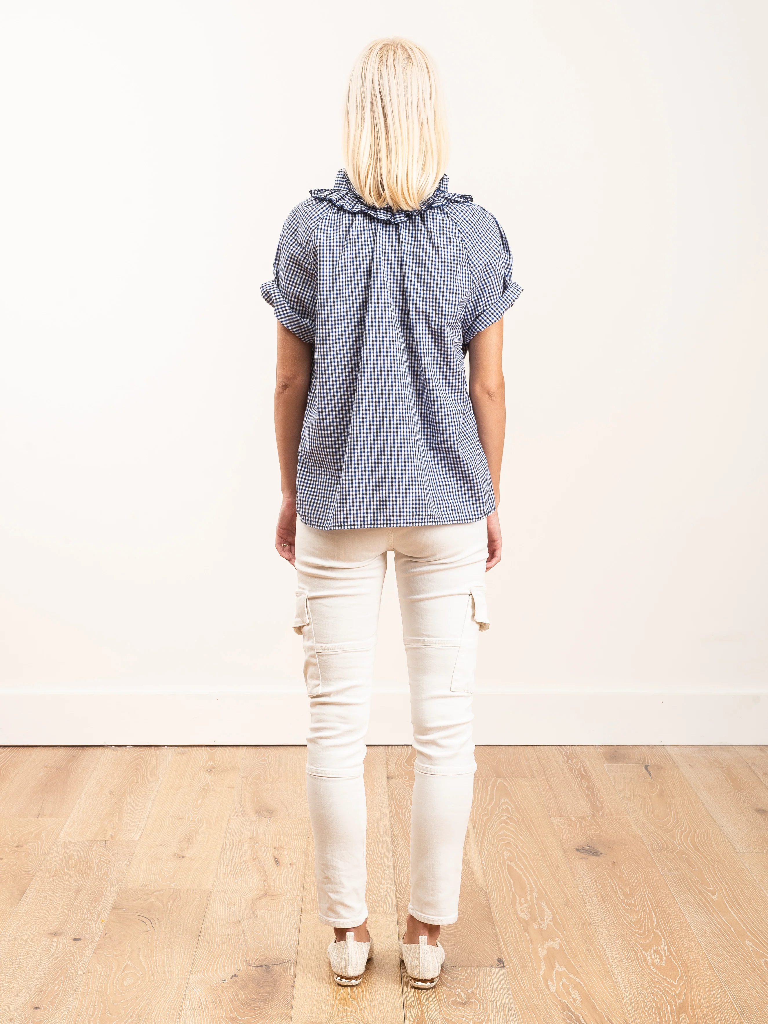 margot shirt - navy gingham - Image 3