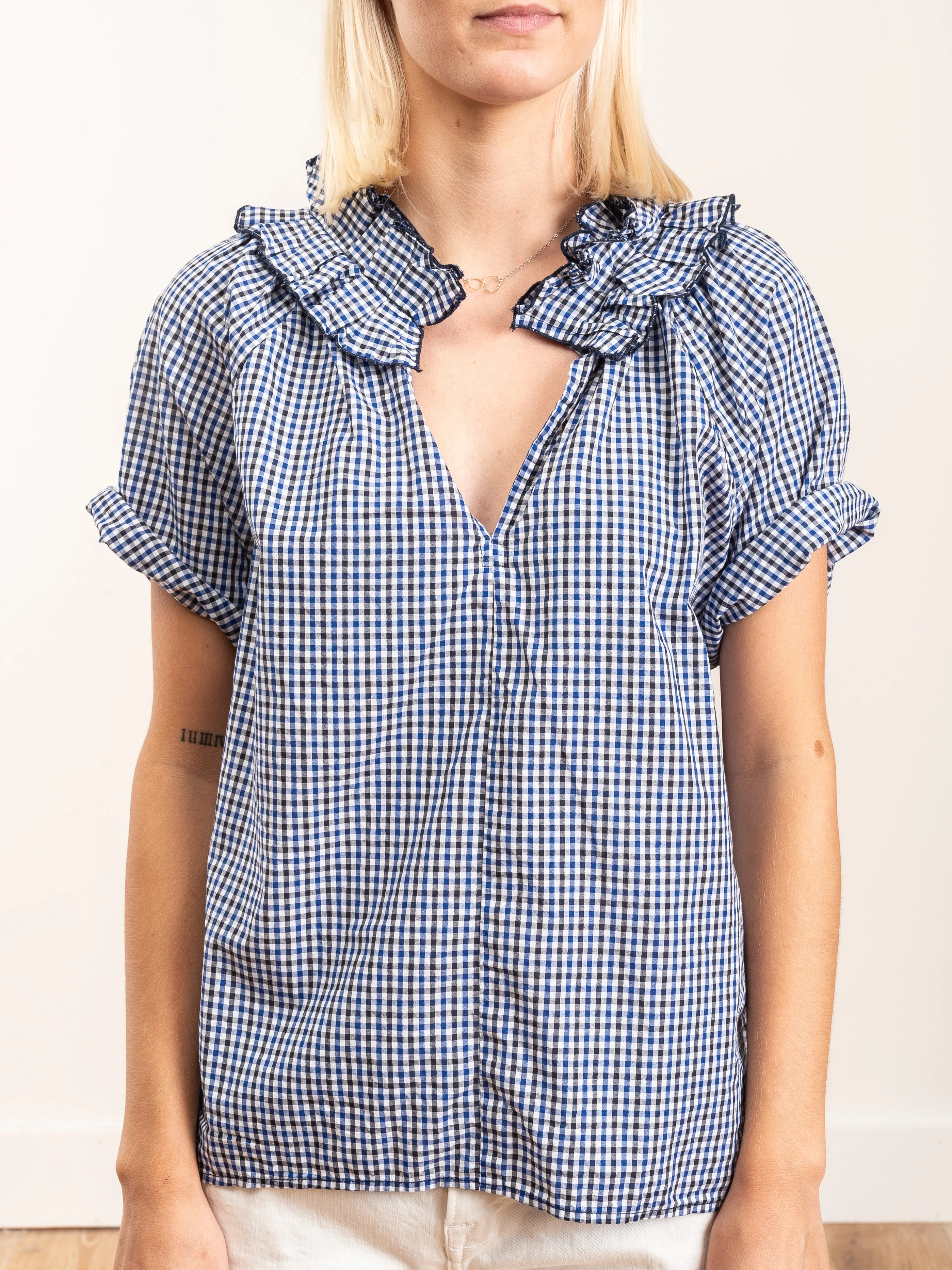 margot shirt - navy gingham - Image 4