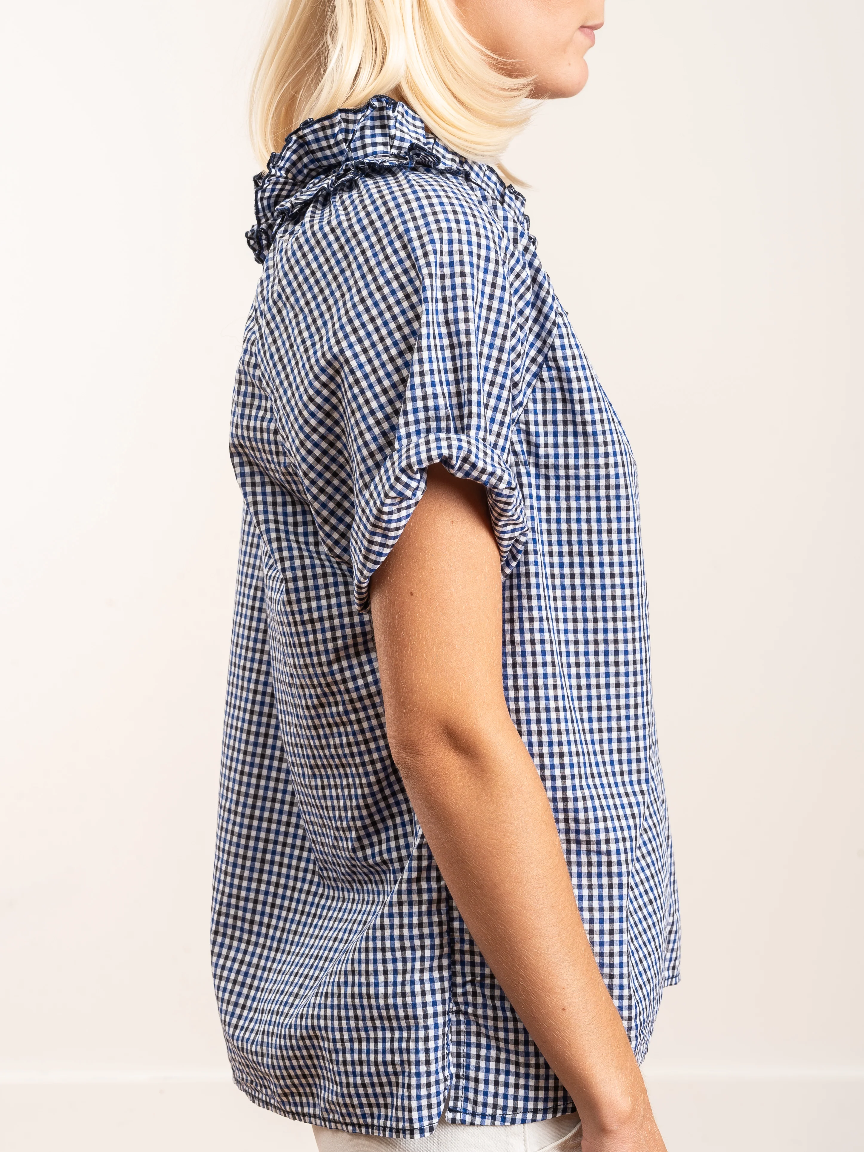 margot shirt - navy gingham - Image 5