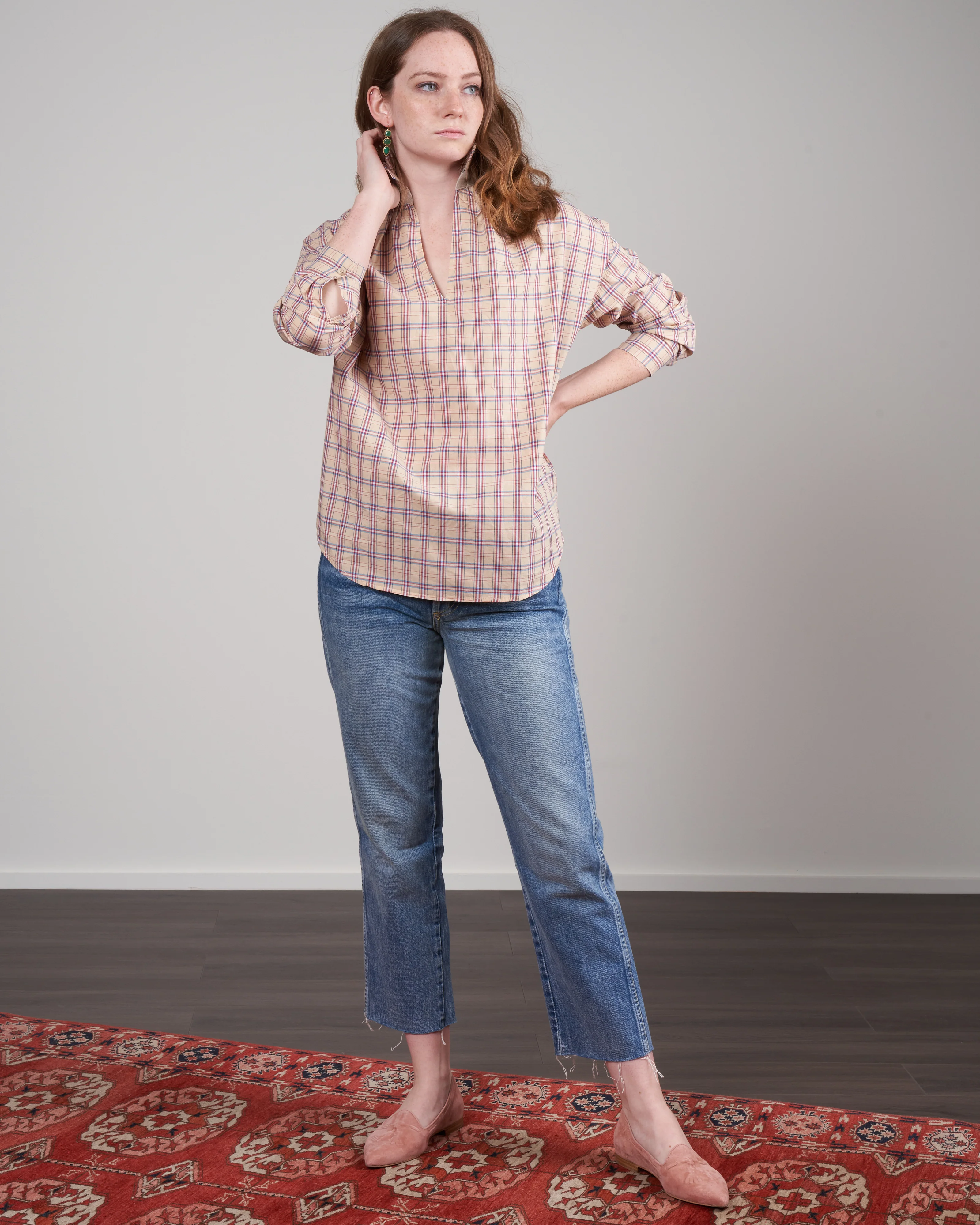 penelope plaid top - toast - Image 2