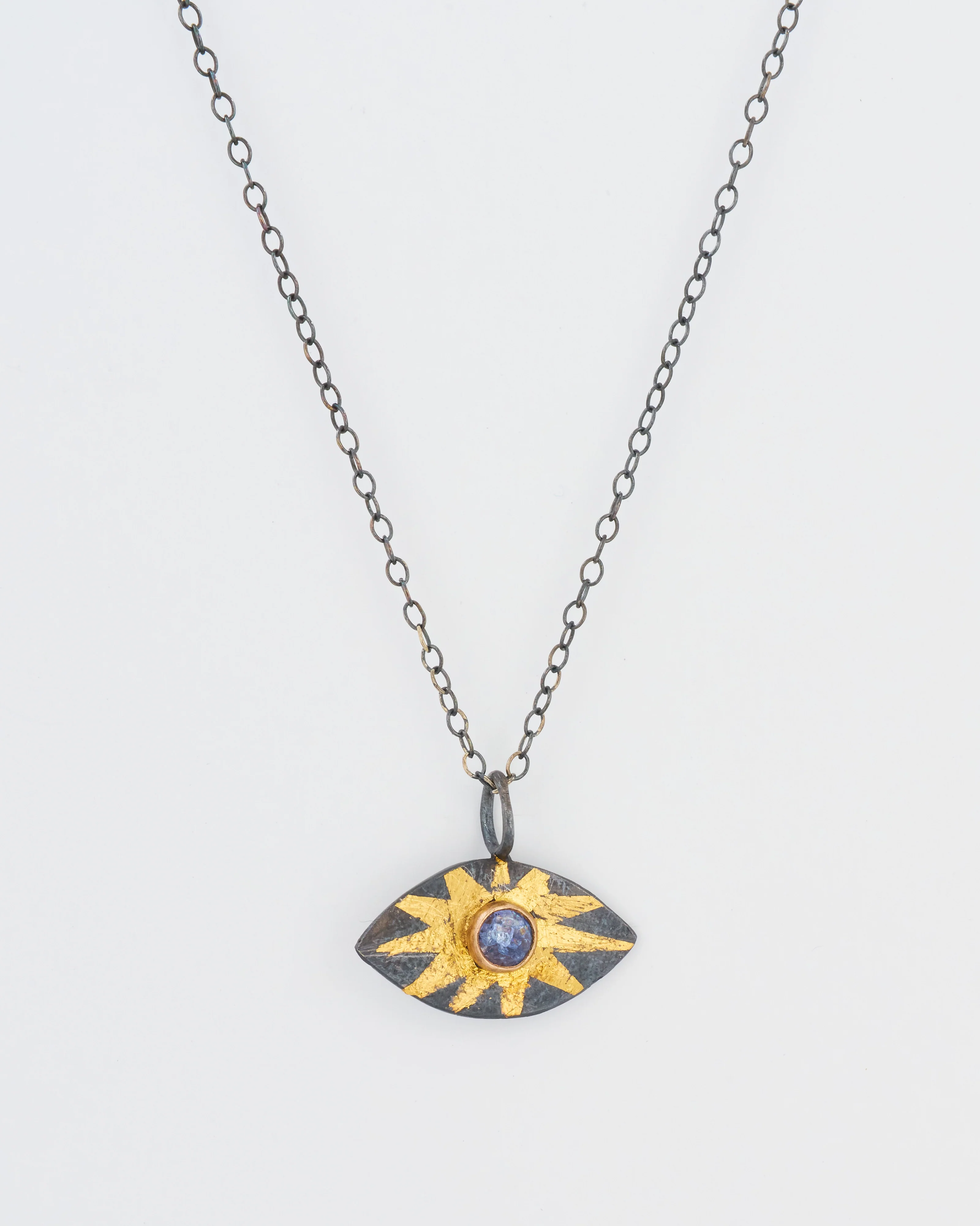blue sapphire evil eye pendant necklace - Image 2