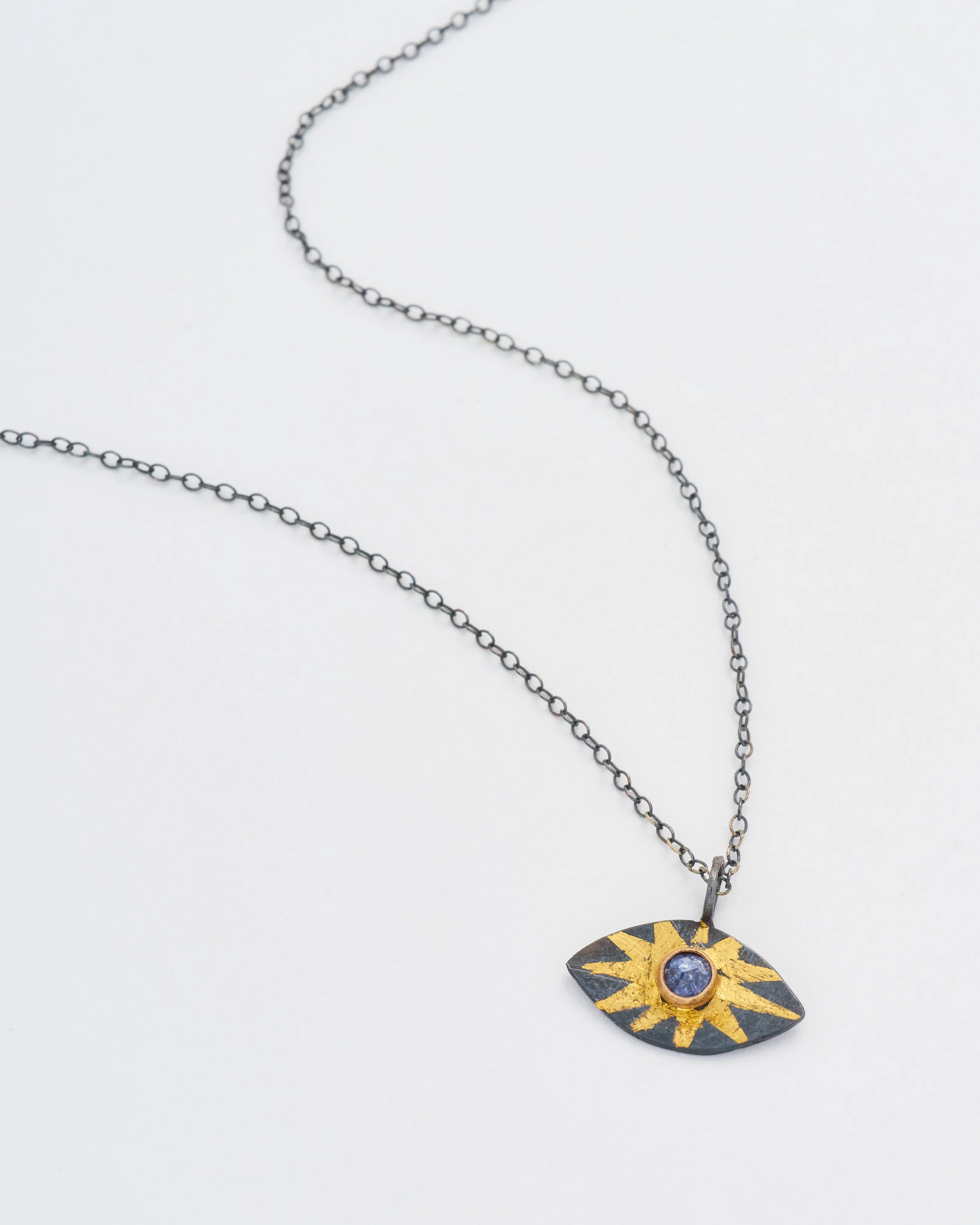 blue sapphire evil eye pendant necklace - Image 4