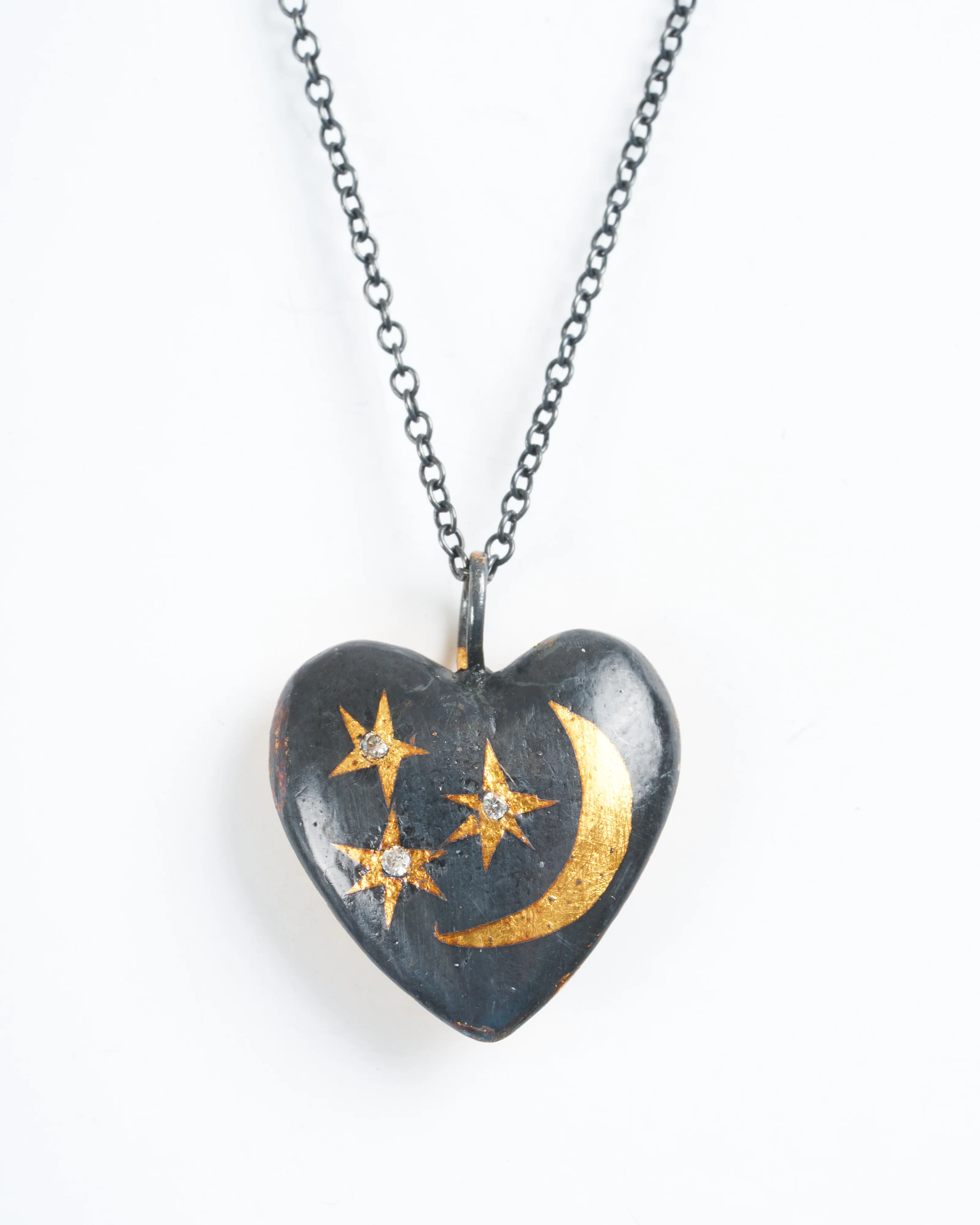 celestial heavy heart pendant - silver/gold - Image 2