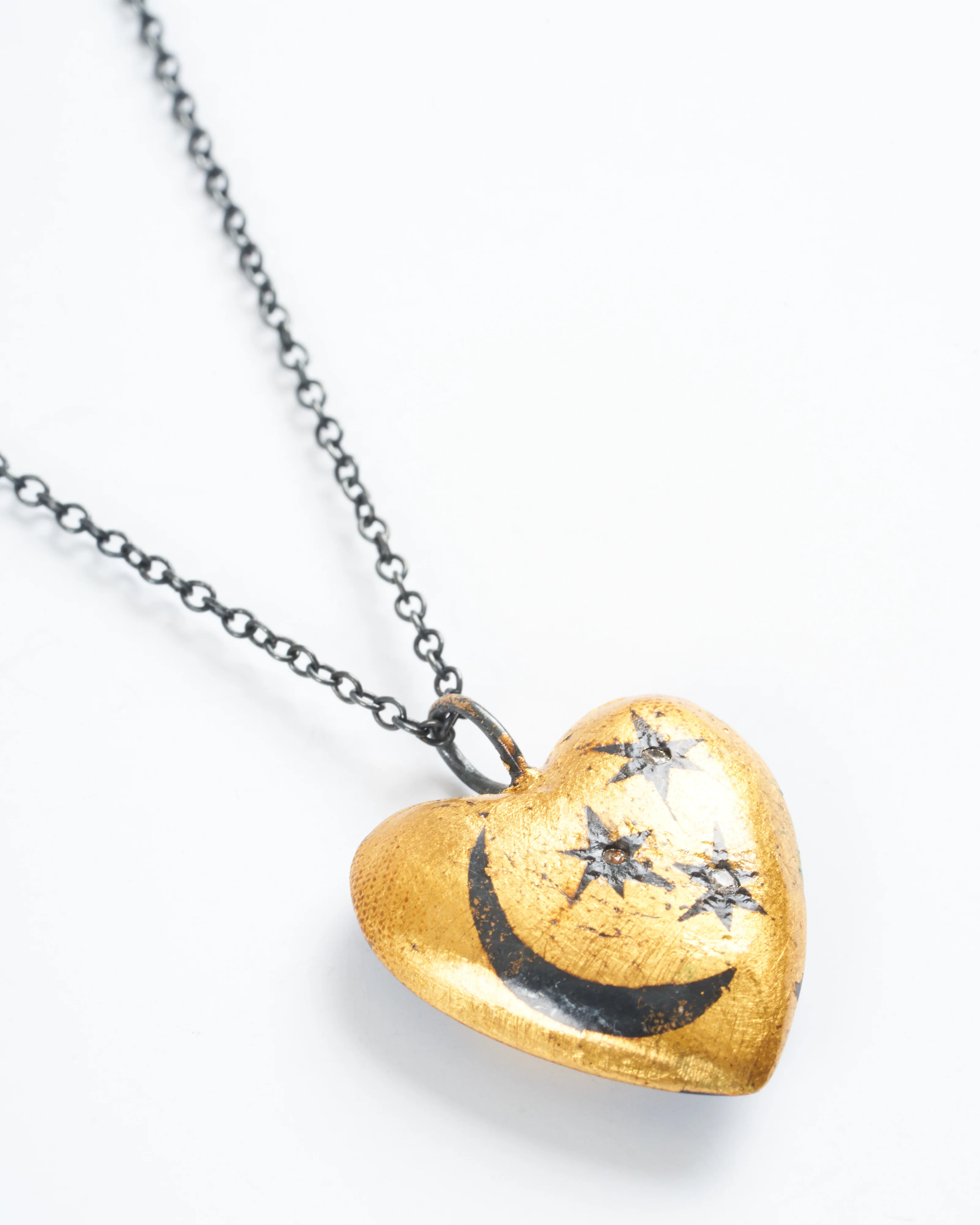 celestial heavy heart pendant - silver/gold - Image 3