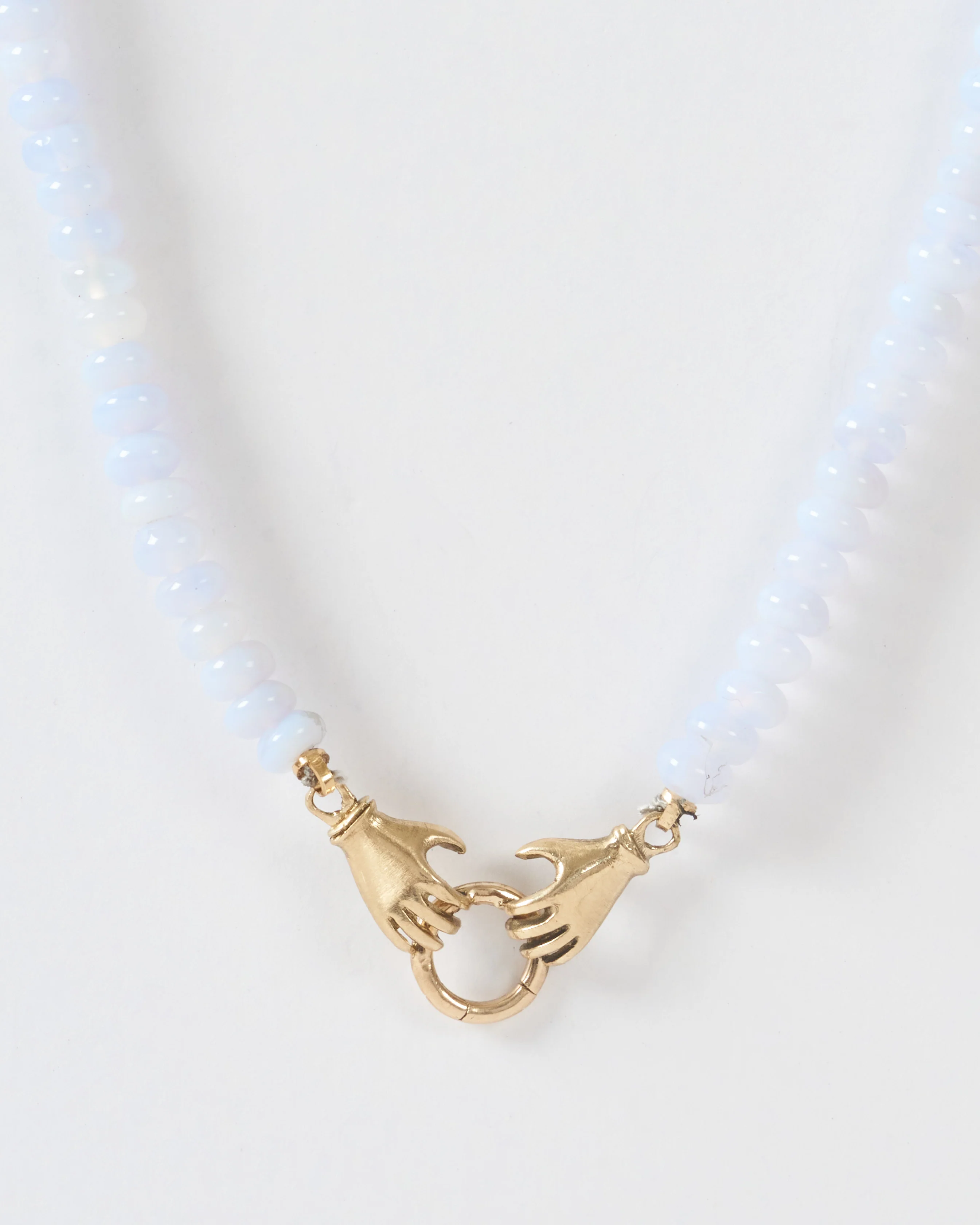 double hand charm holder necklace - gold/blue - Image 3