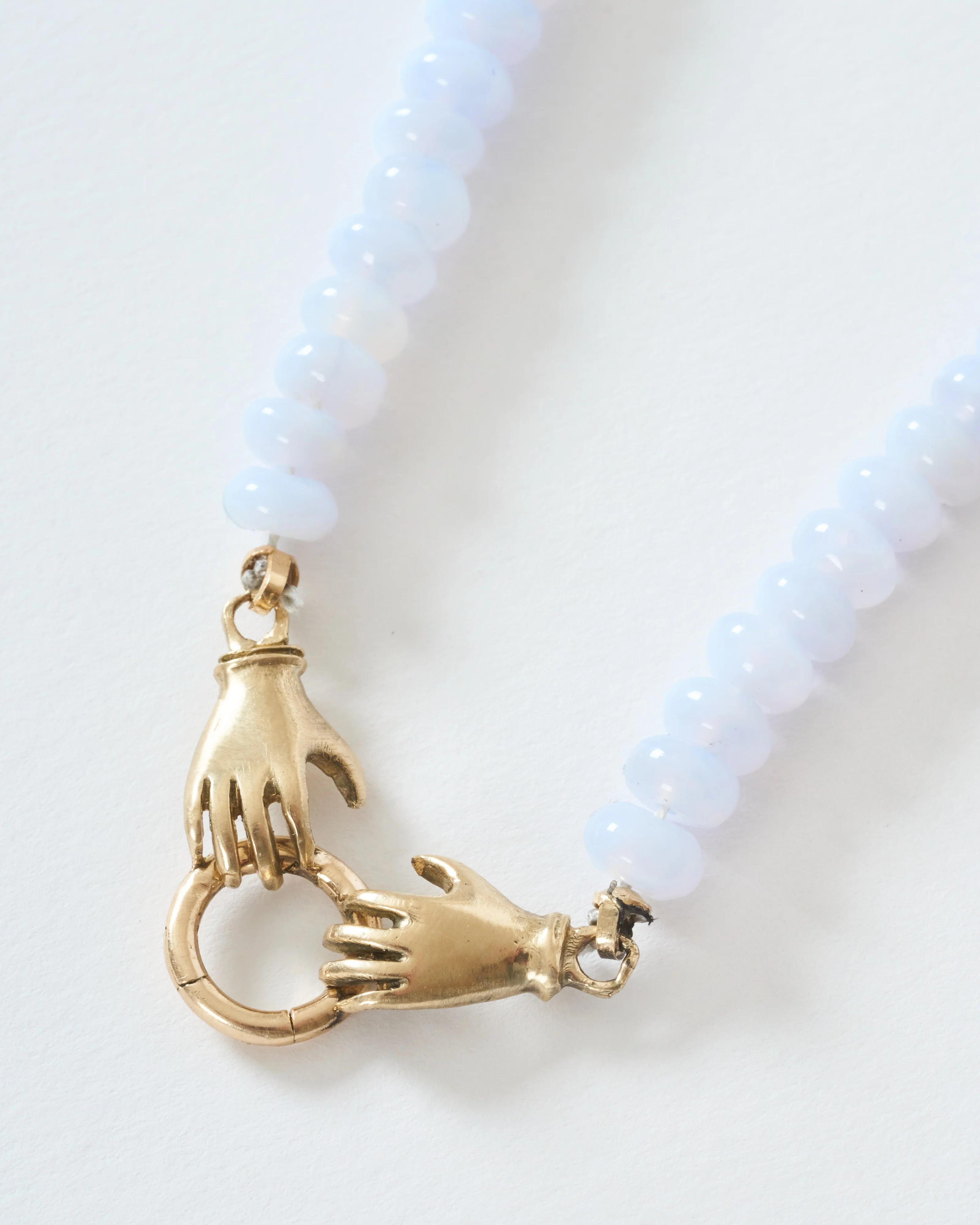 double hand charm holder necklace - gold/blue - Image 6