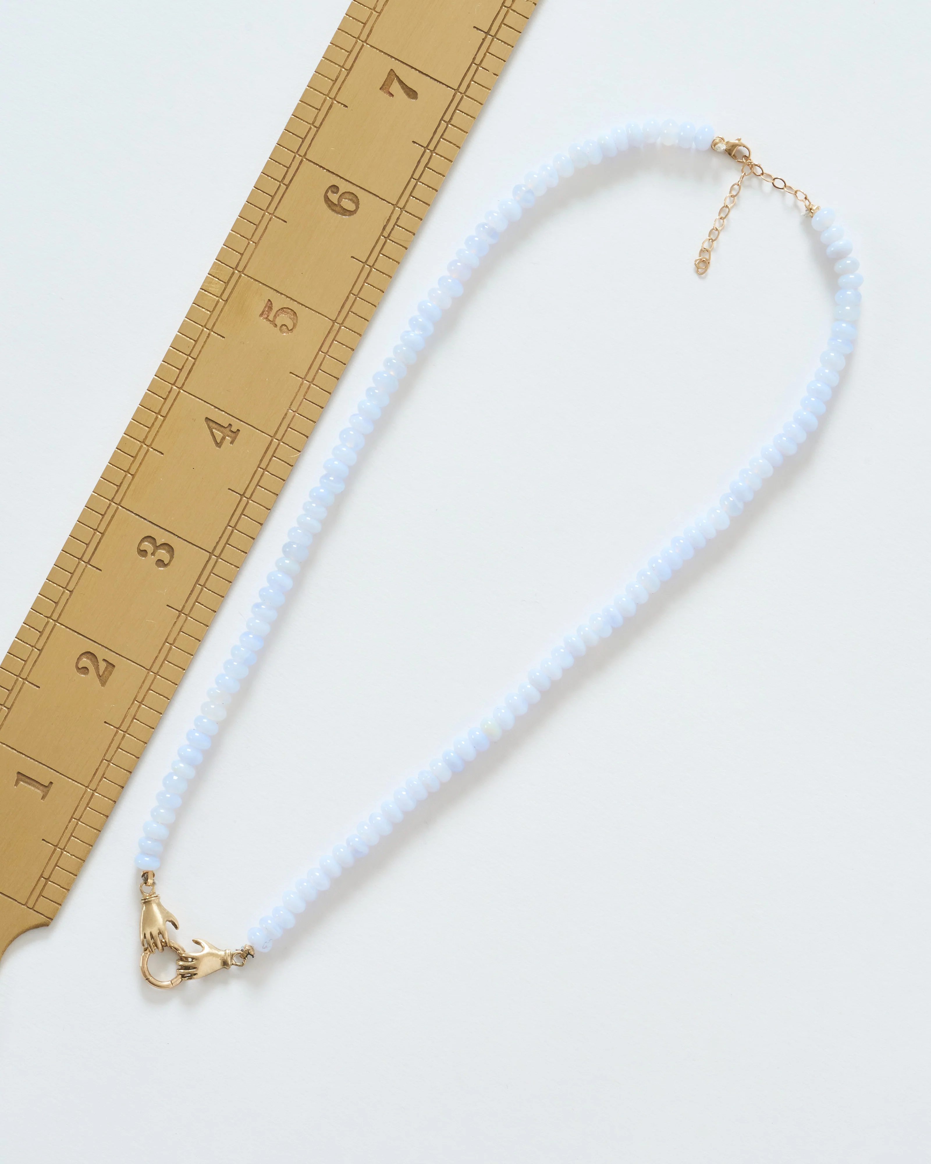 double hand charm holder necklace - gold/blue - Image 7