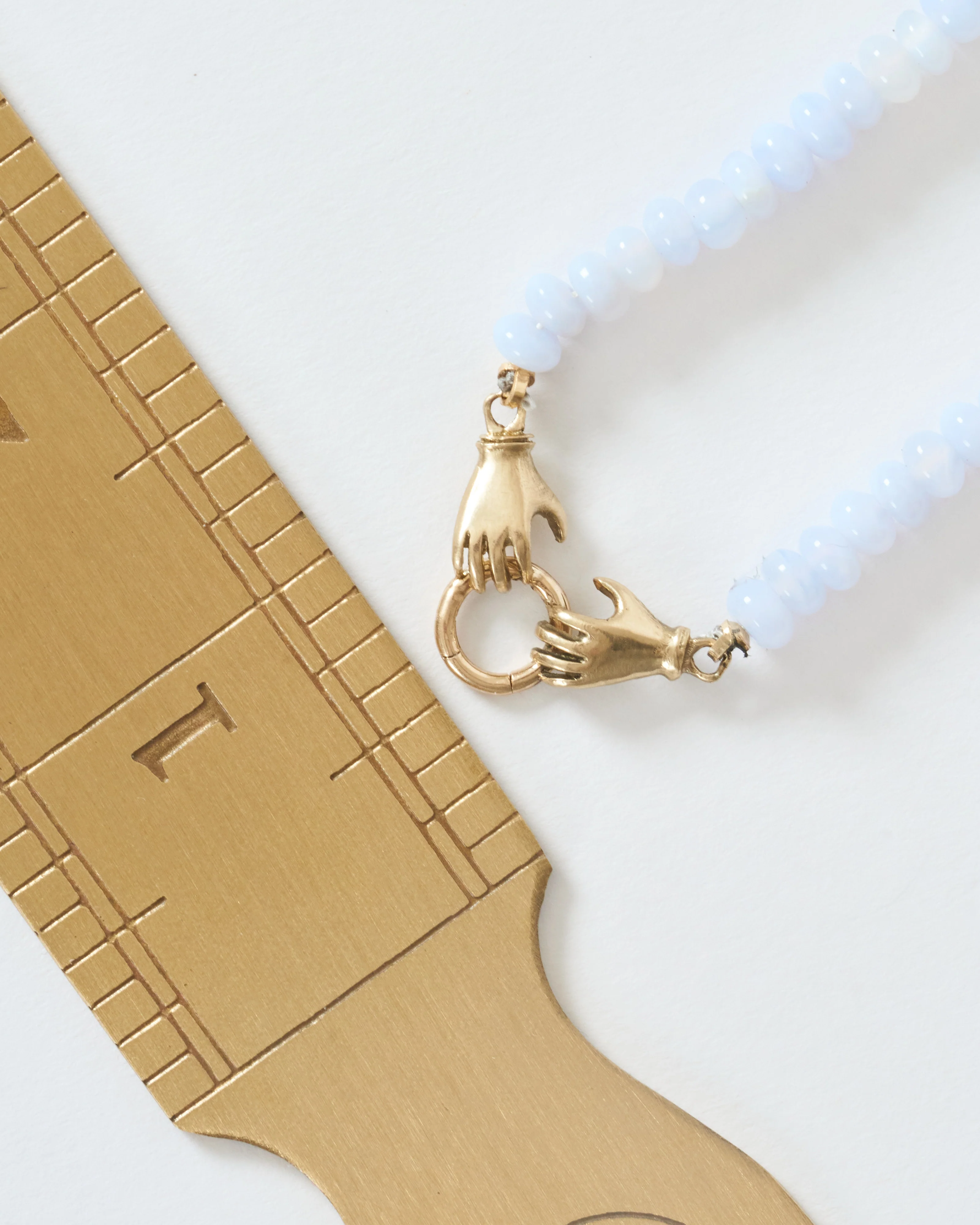 double hand charm holder necklace - gold/blue - Image 8
