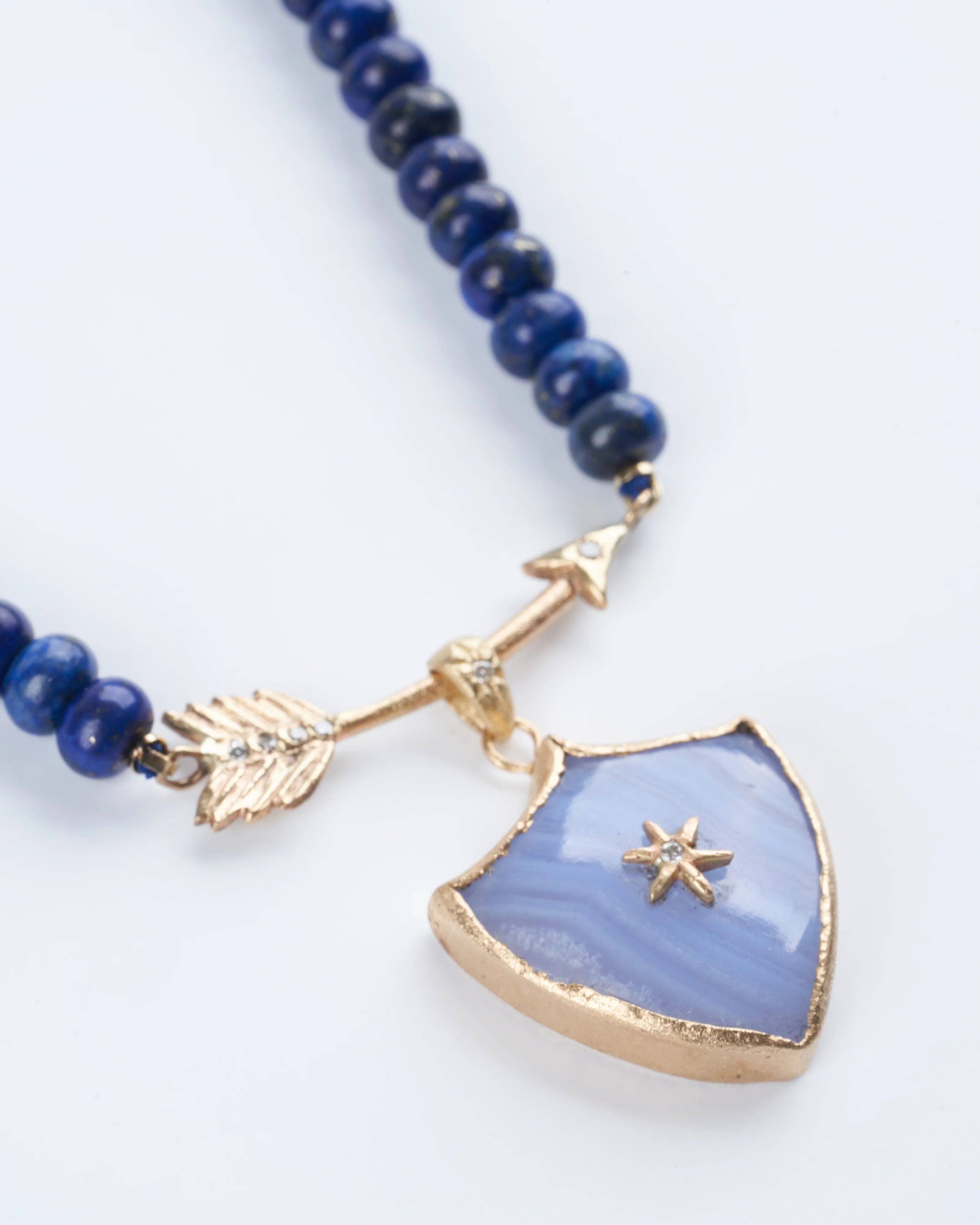 lace agate north star large shield amulet - blue agate - Image 2