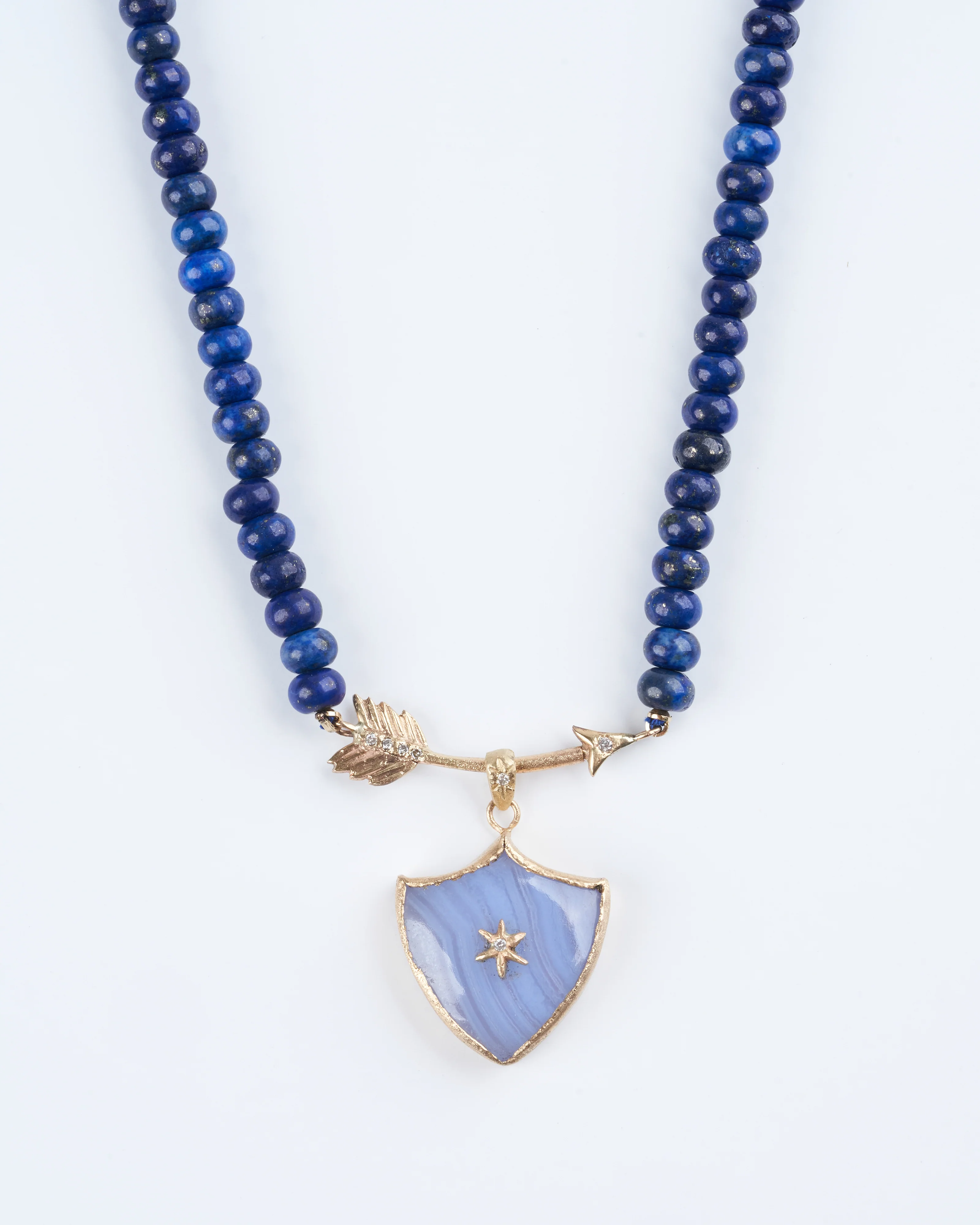 lace agate north star large shield amulet - blue agate - Image 3