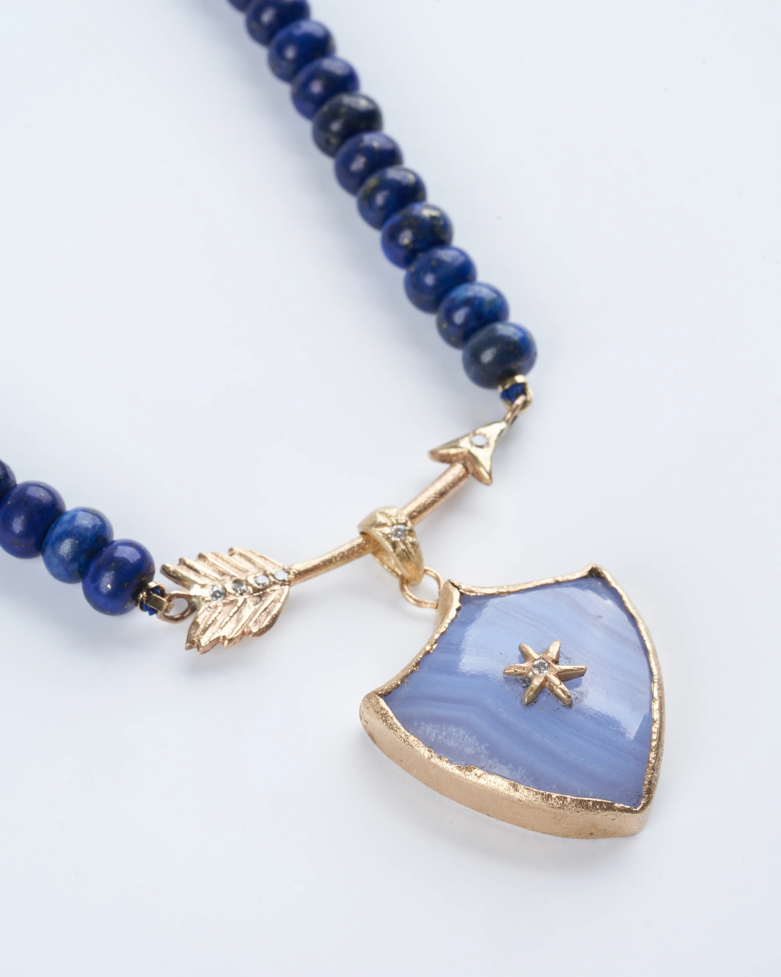 lapis beaded pathway necklace 19/20" - 14k yellow gold - Image 2