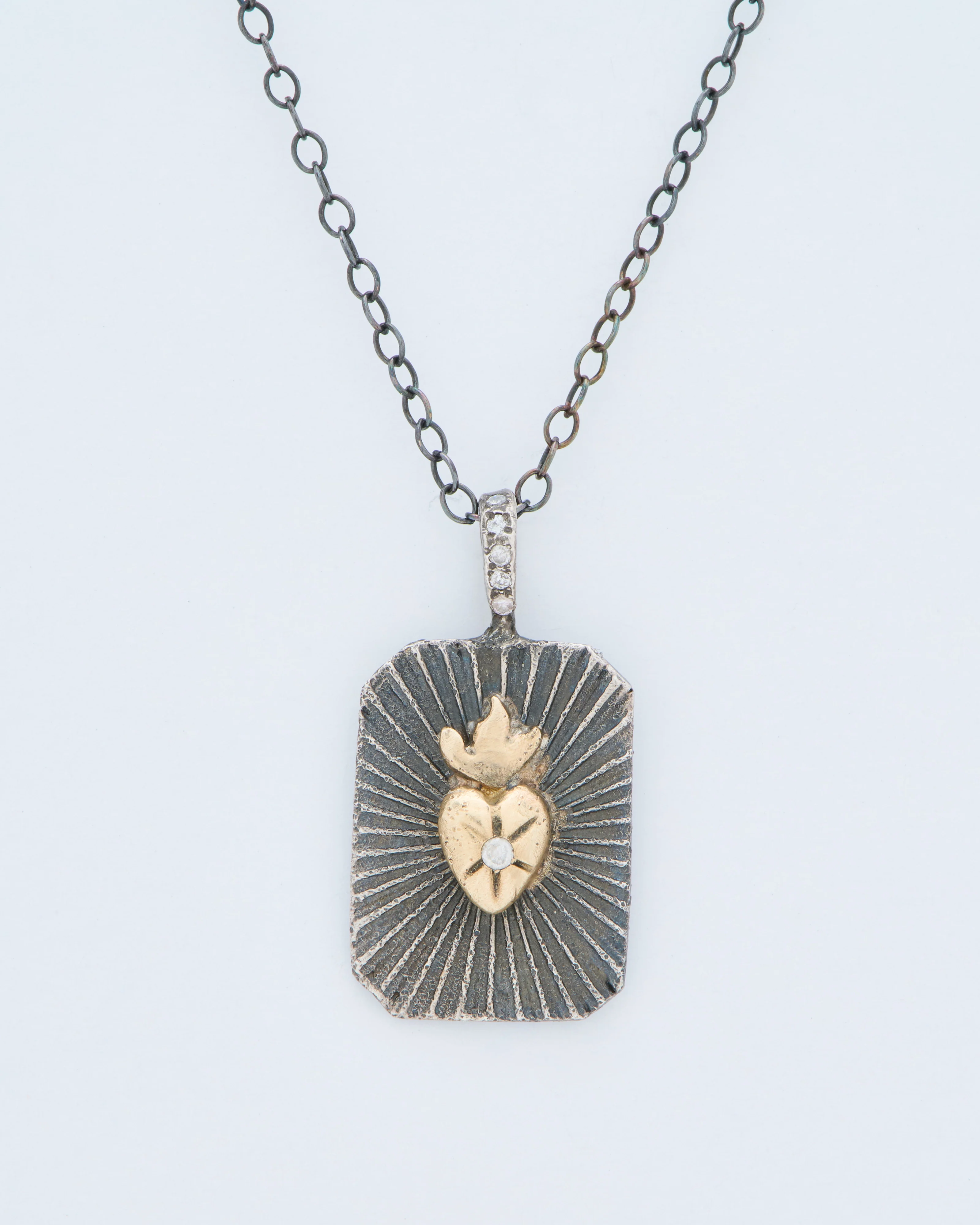 mixed metal sacred heart aura tag - Image 2