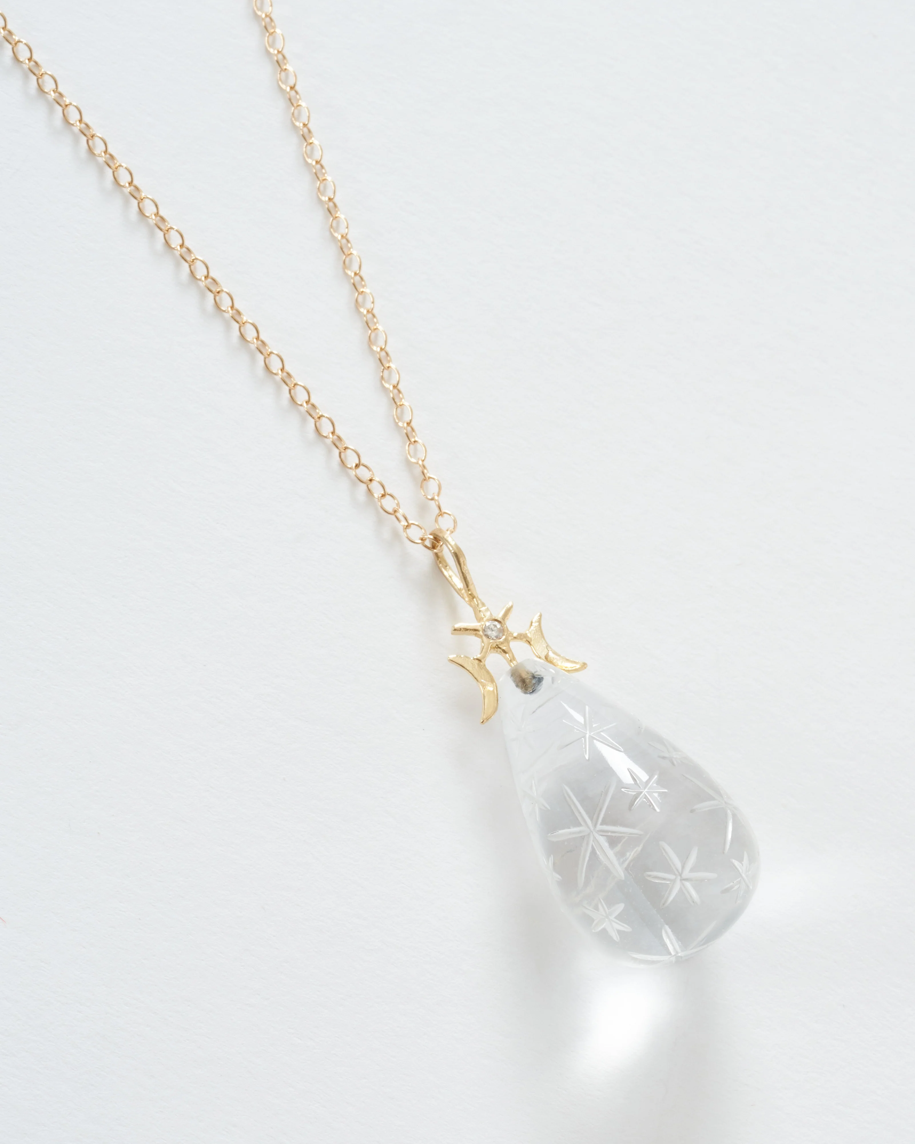 starry moon quartz drop necklace - Image 4