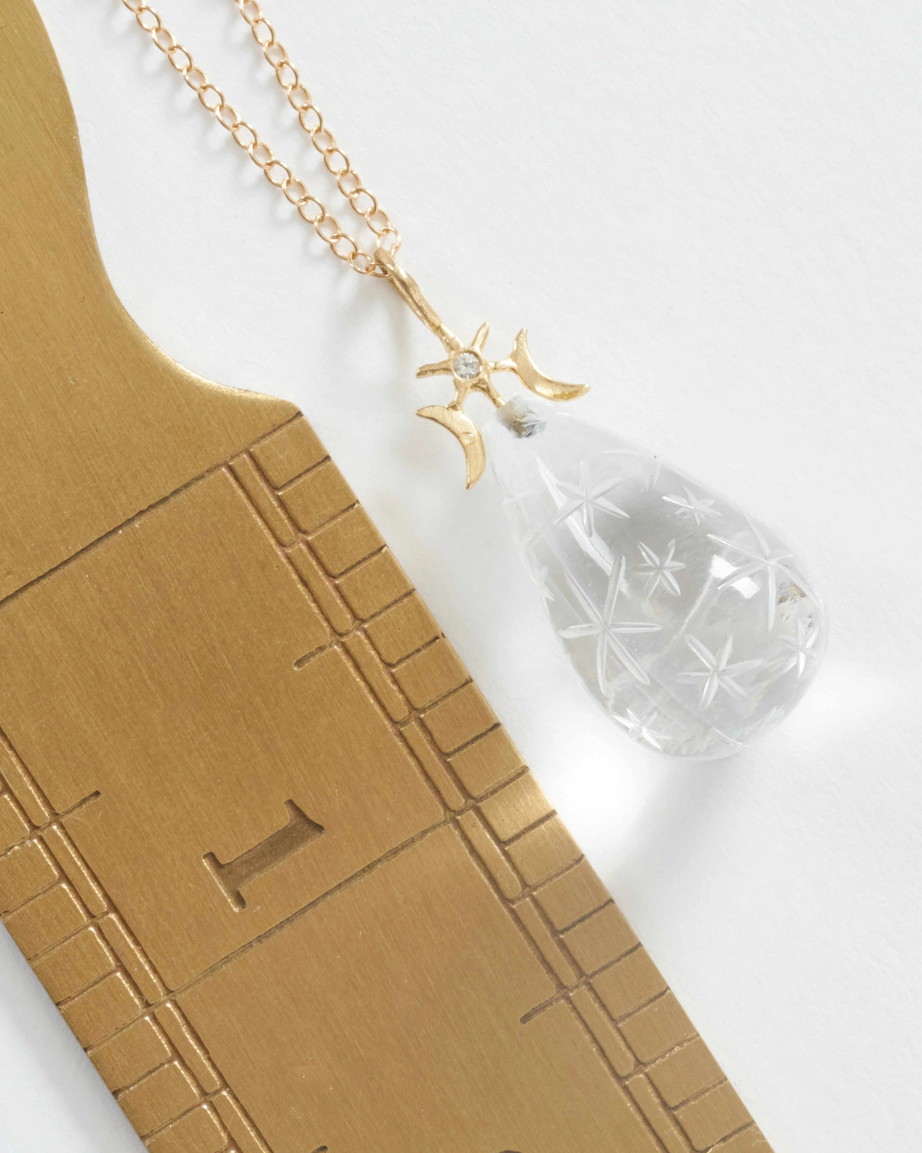 starry moon quartz drop necklace - Image 6