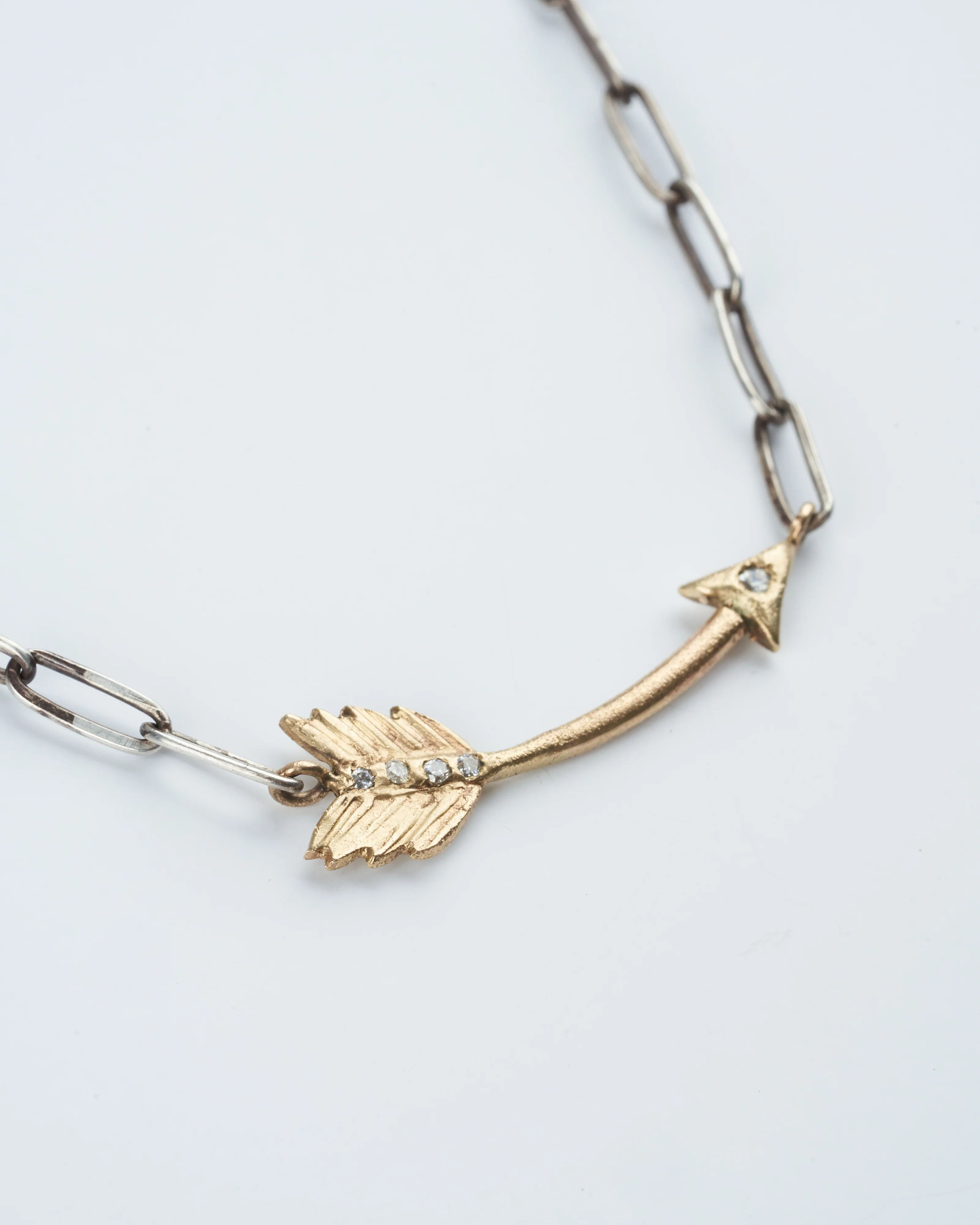 pathway charm holder necklace - antique silver and 14k yellow gold - Image 2