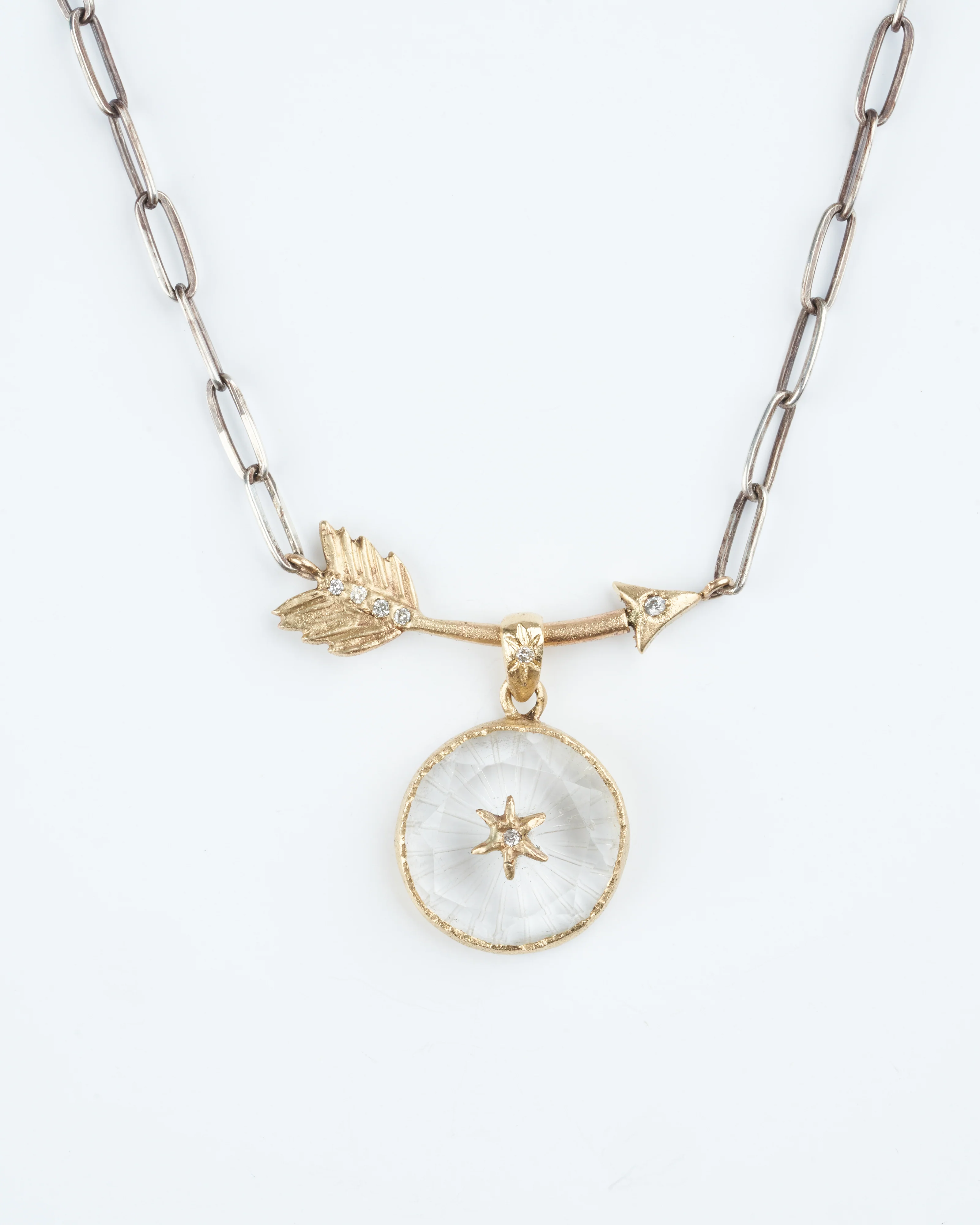 pathway charm holder necklace - antique silver and 14k yellow gold - Image 4