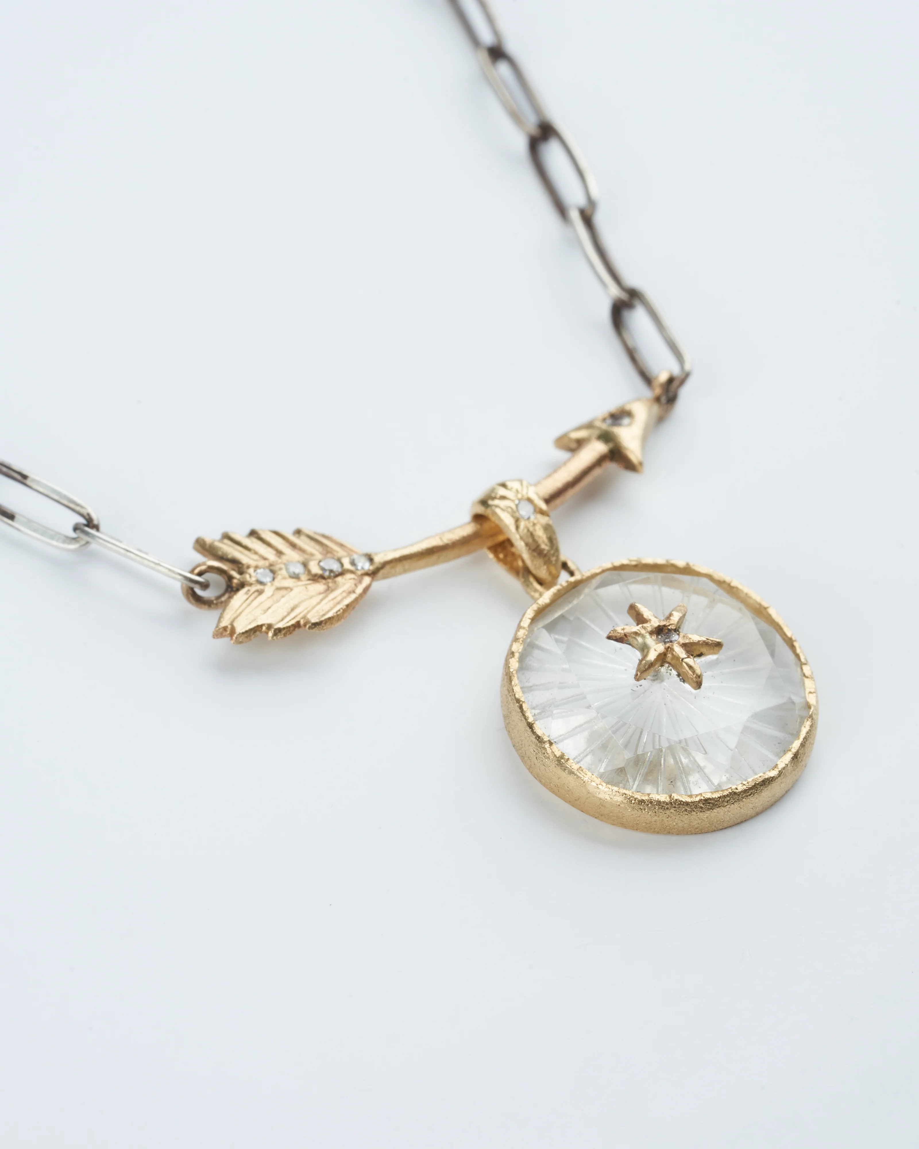 pathway charm holder necklace - antique silver and 14k yellow gold - Image 5