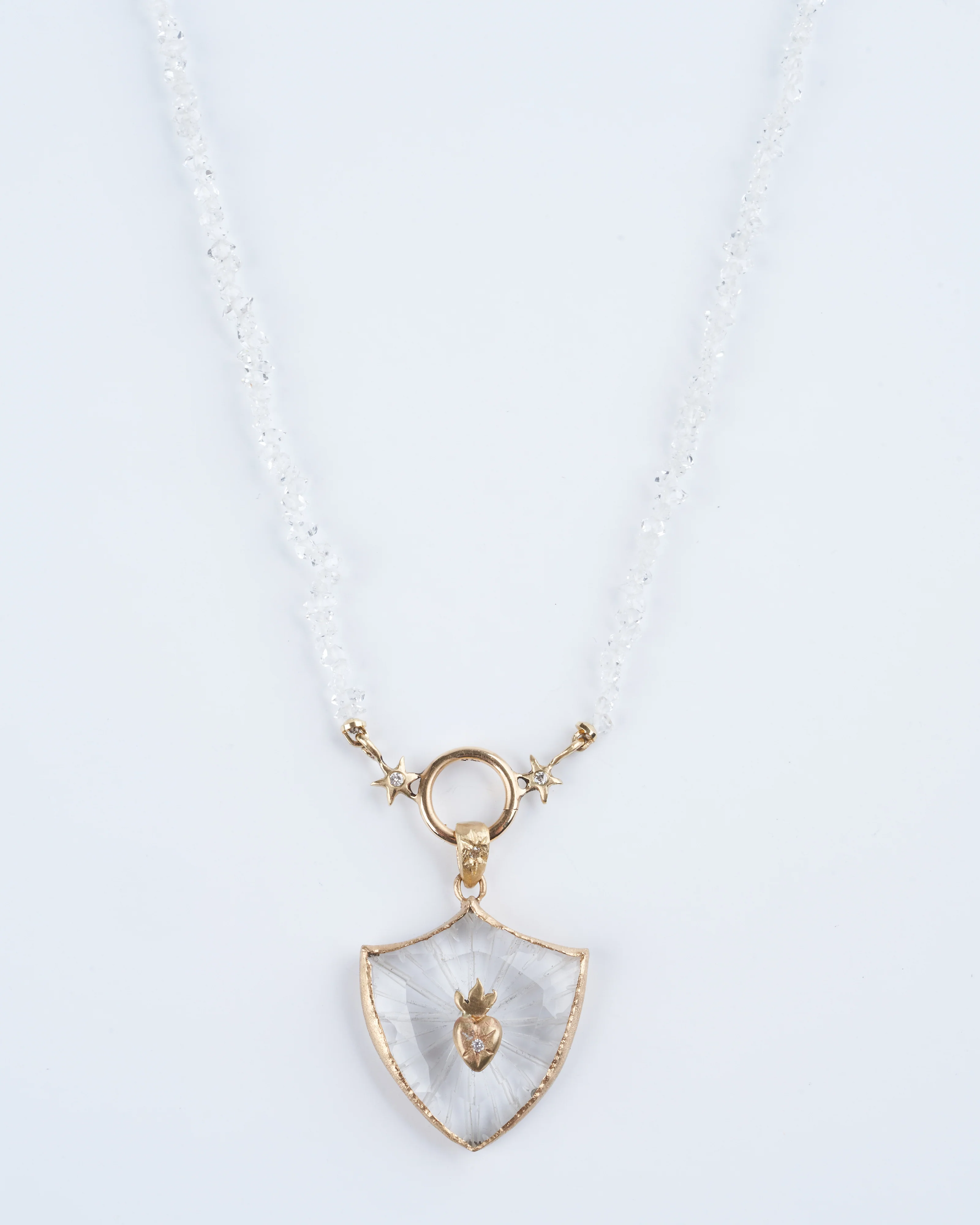 sacred heart large shield amulet - 14k yellow gold - Image 3