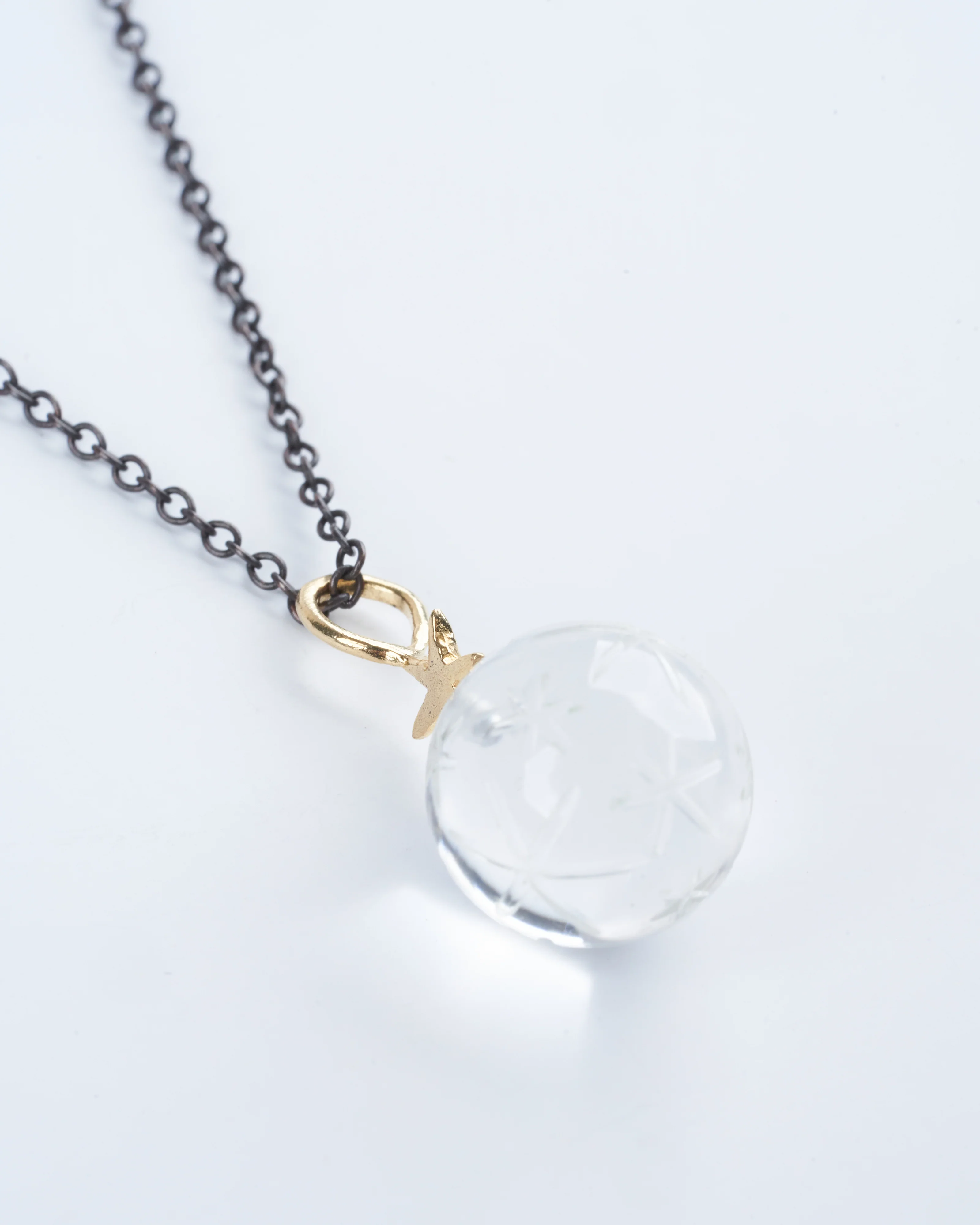 small starry orb, ox chain - oxidized sterling silver - Image 2