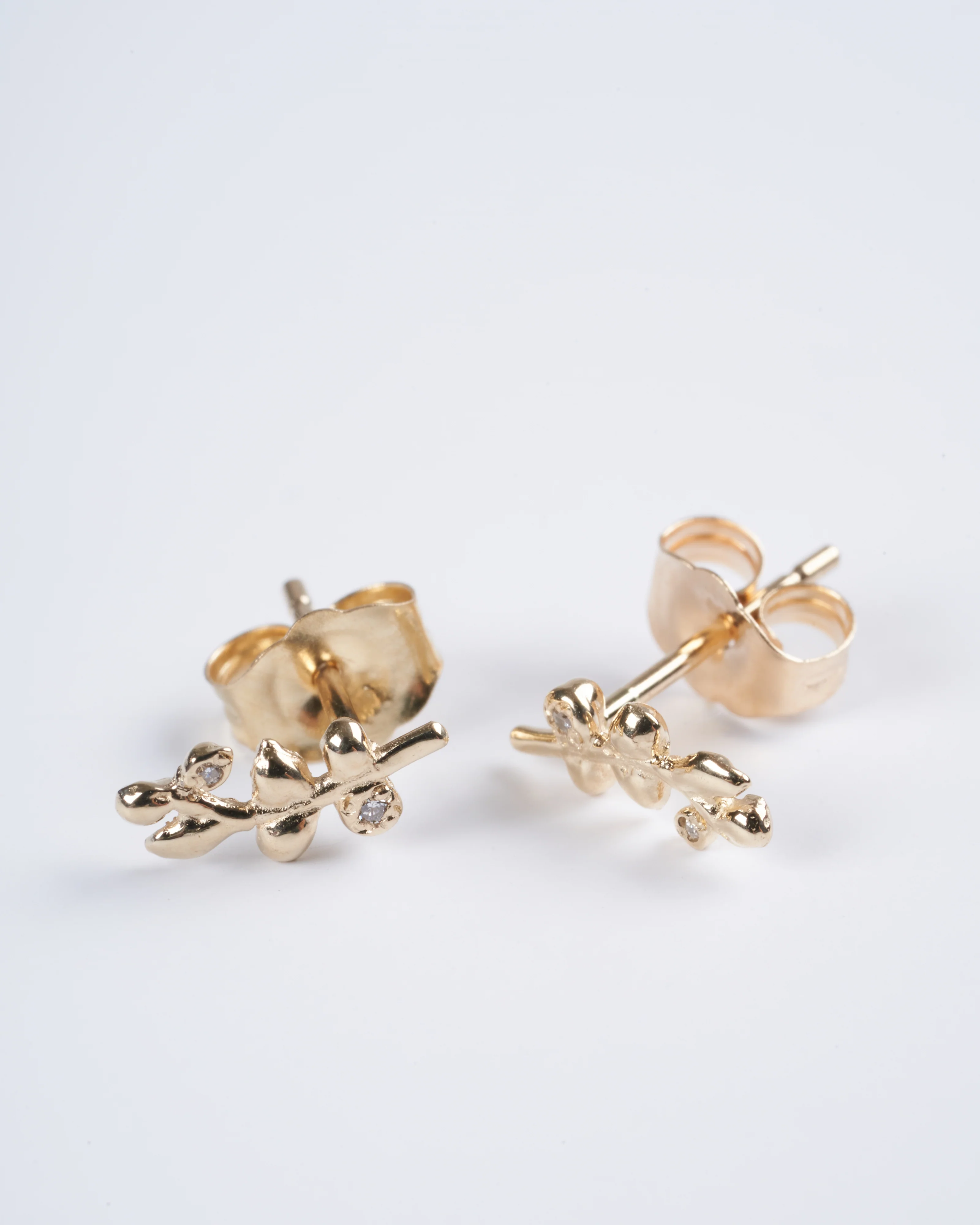 branch stud earrings - gold - Image 2