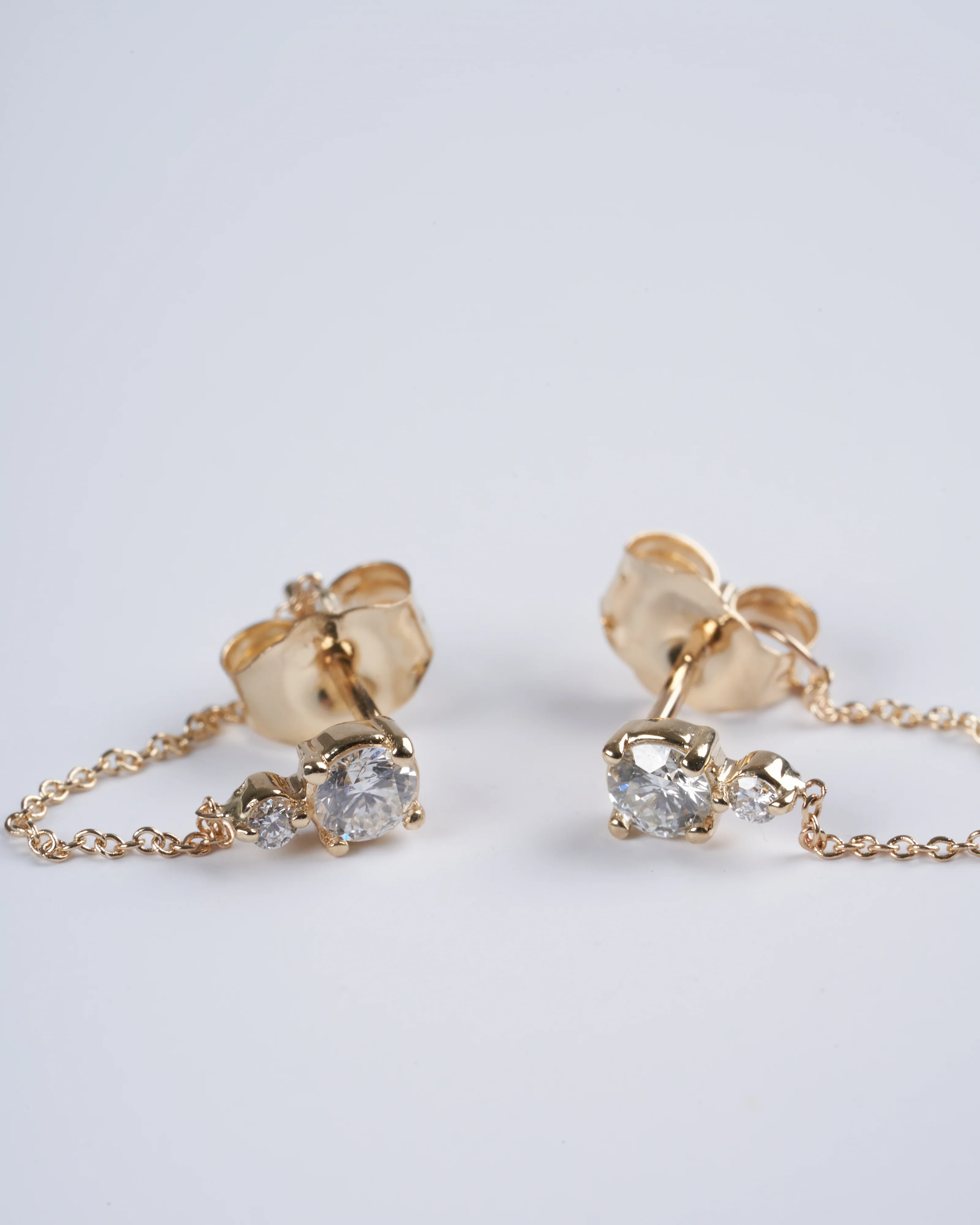 double white diamond earrings - gold - Image 2