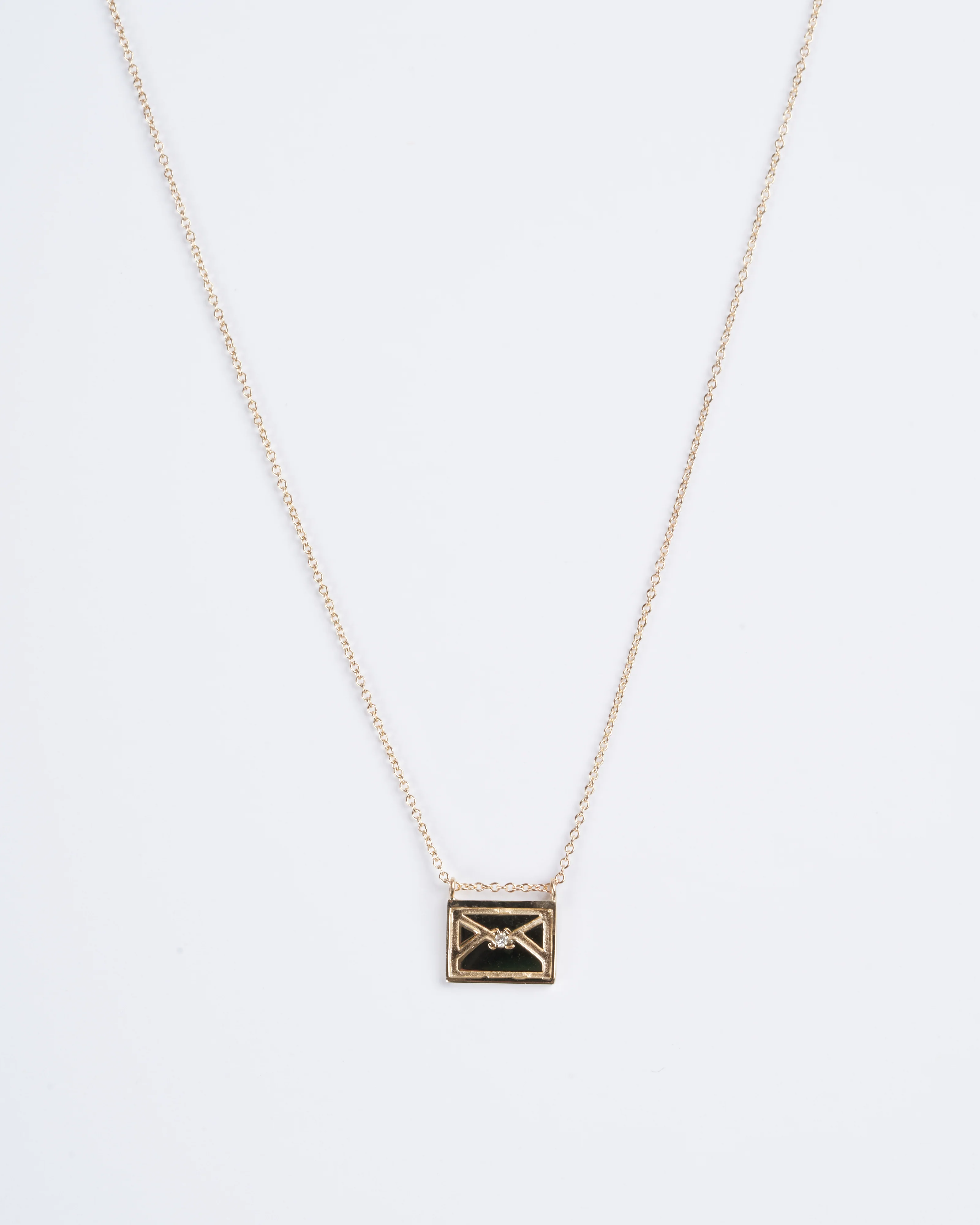 envelope postcard necklace - gold - Image 2