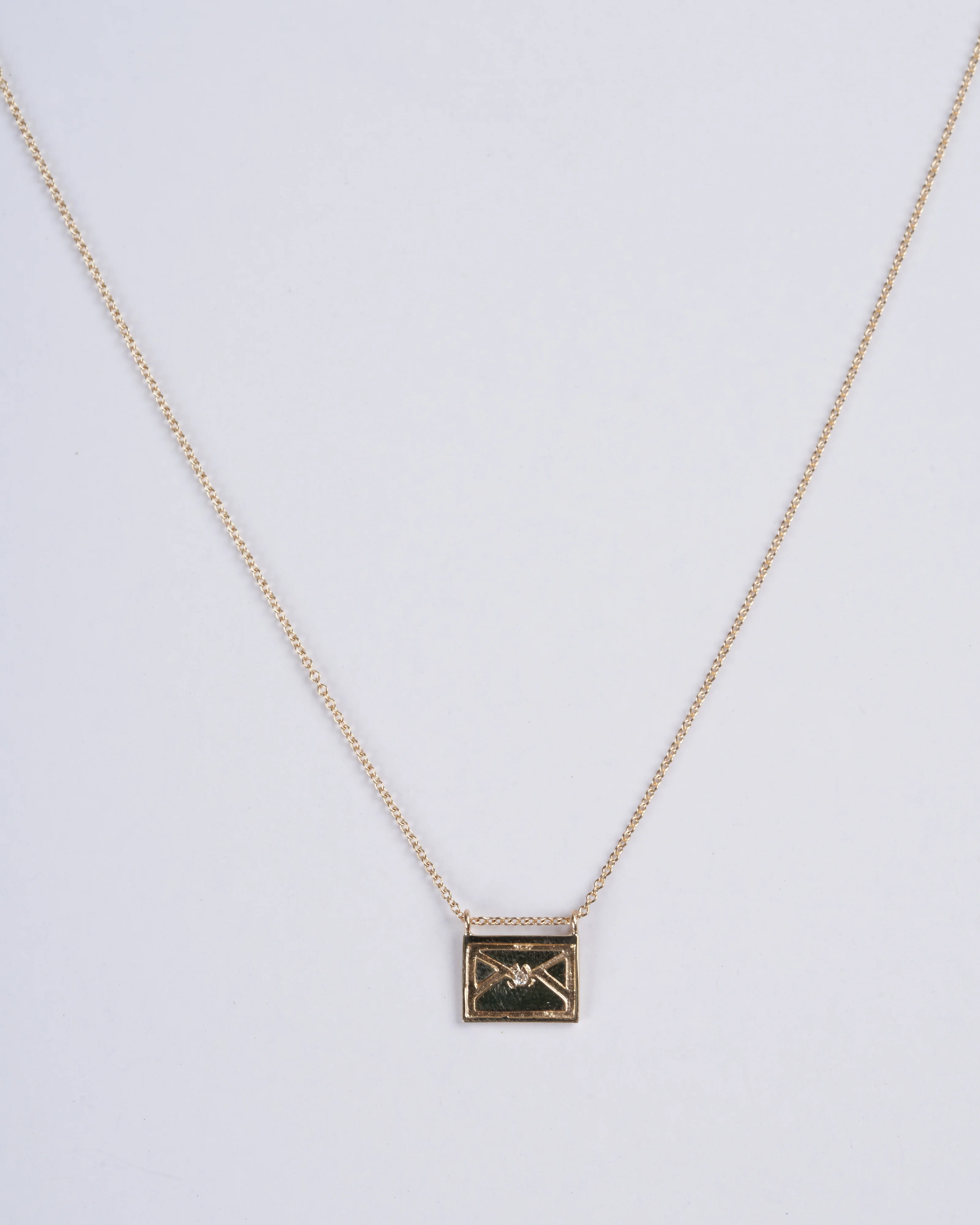 envelope postcard necklace - gold - Image 4