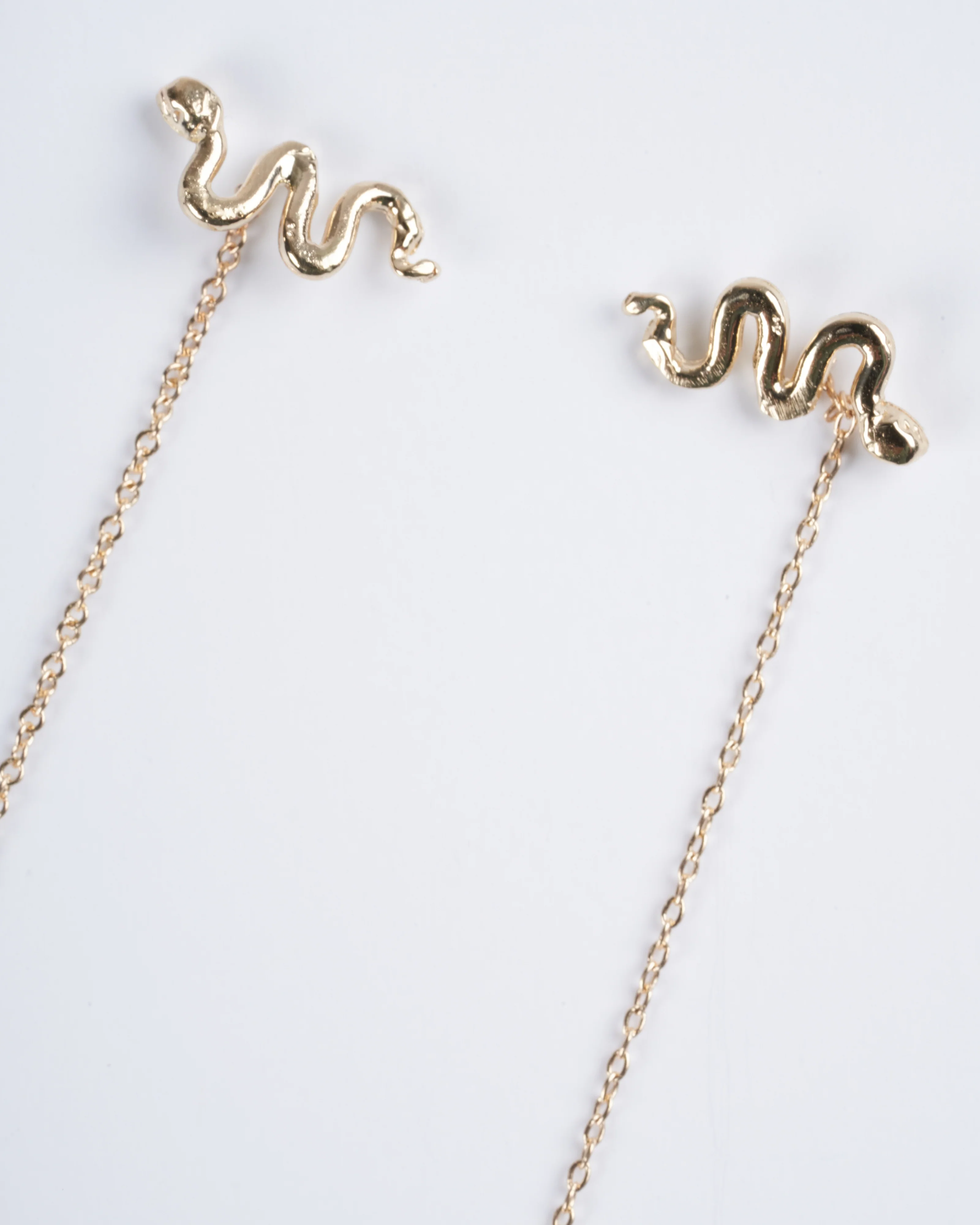 snake threader earrings - gold - Image 2