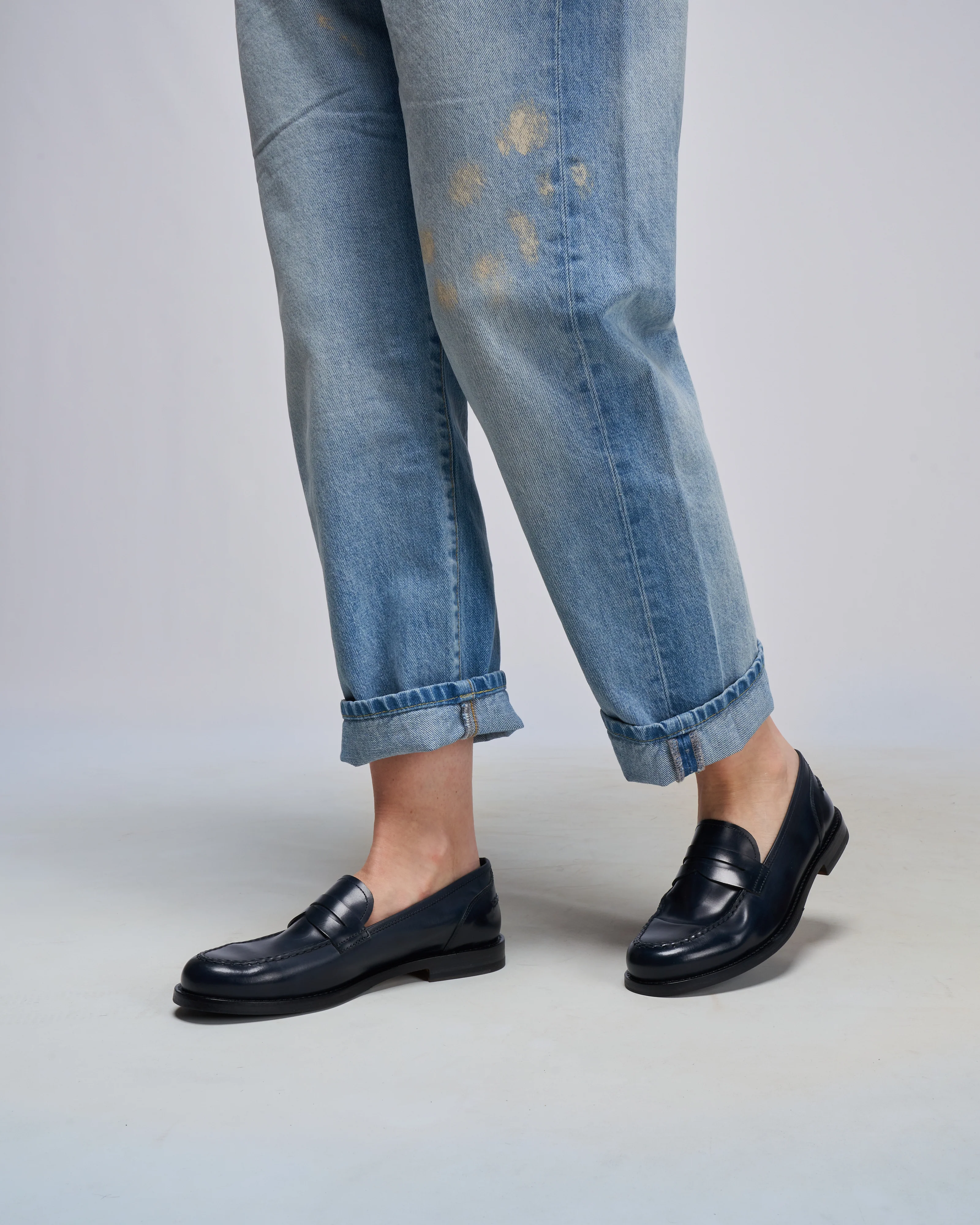 leather loafer/rubber sole - batik blue leather - Image 2