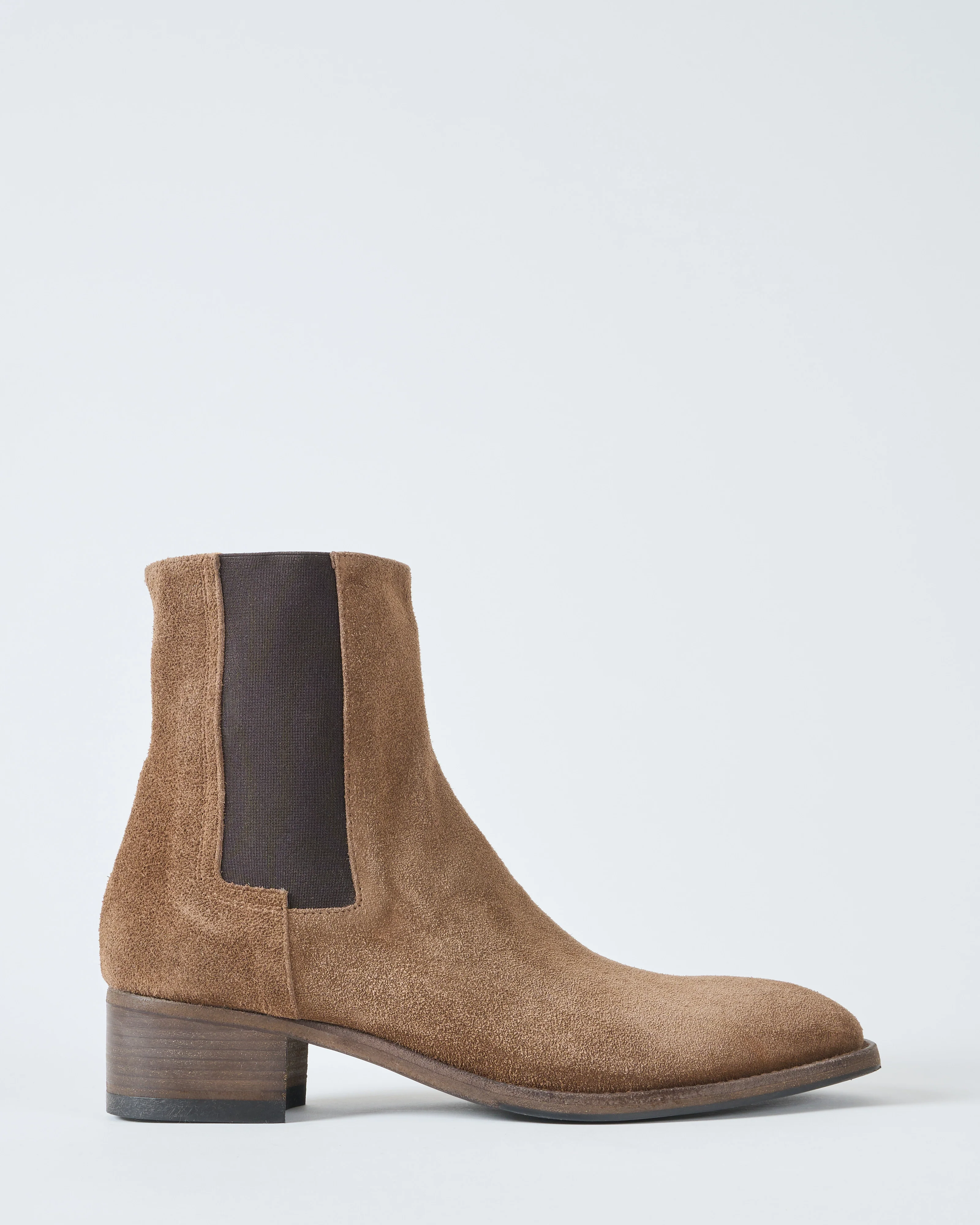 low heel short suede boot side zipper