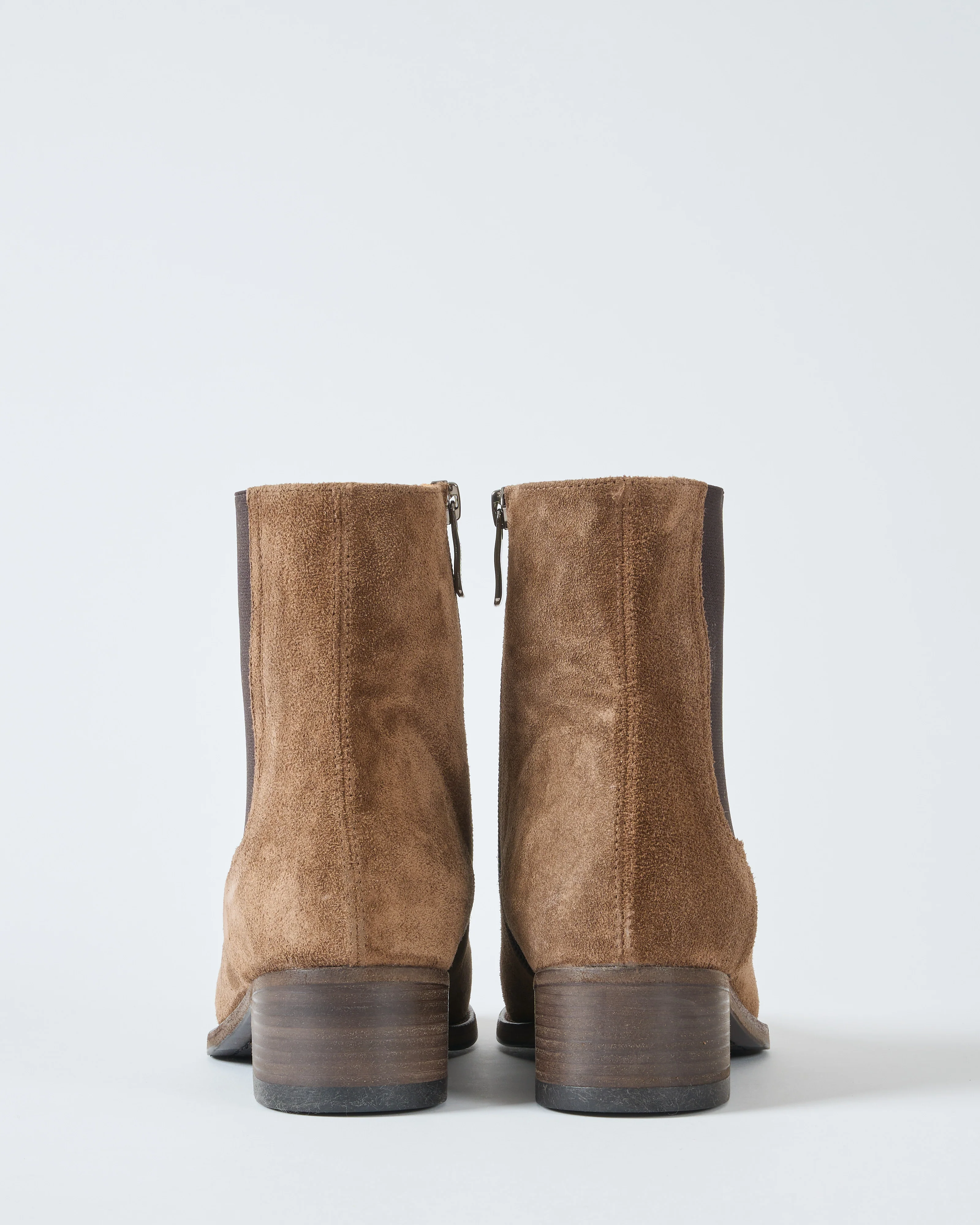 low heel short suede boot side zipper - Image 3