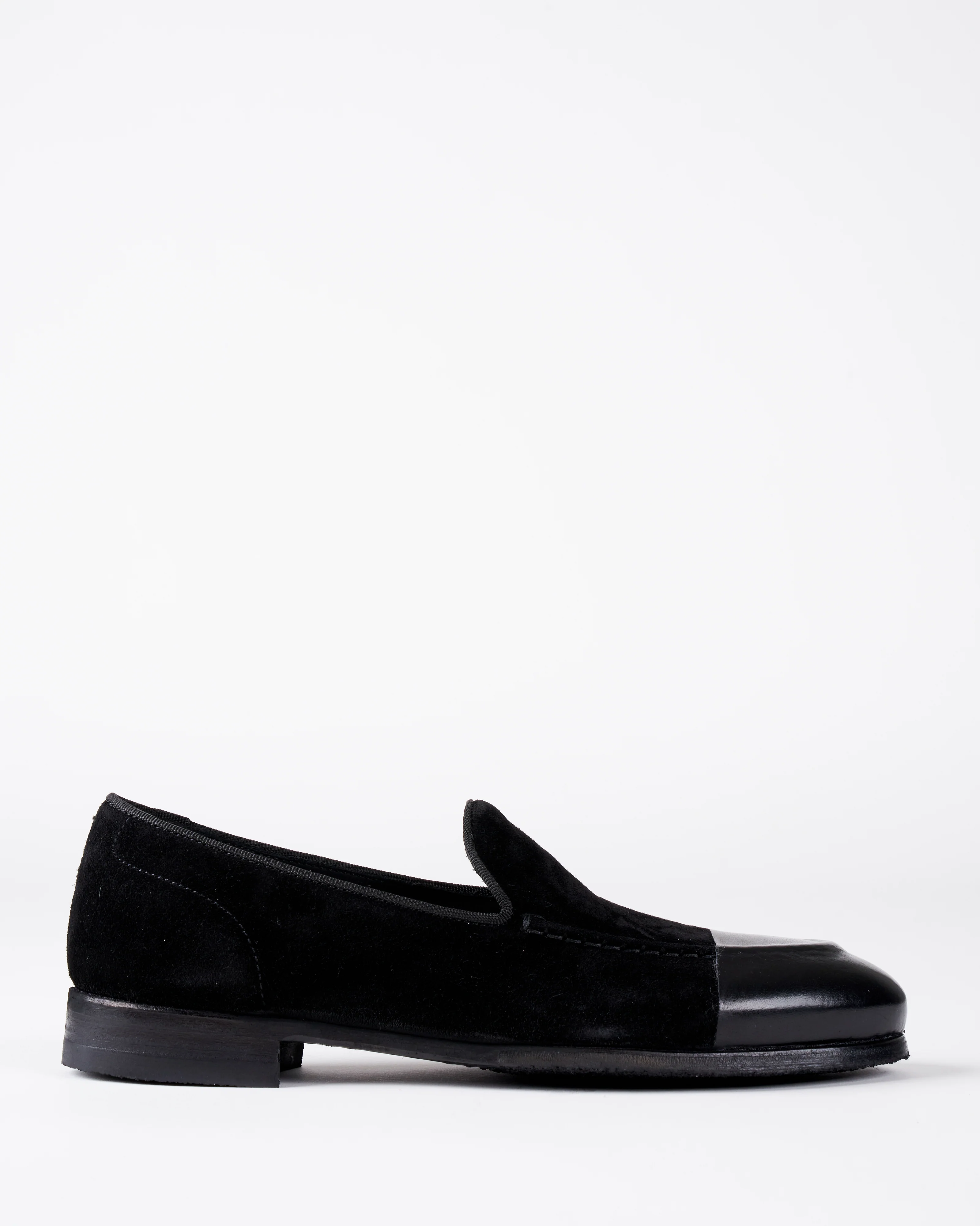 suede black/leather black dip/rubber sole loafer - Image 2