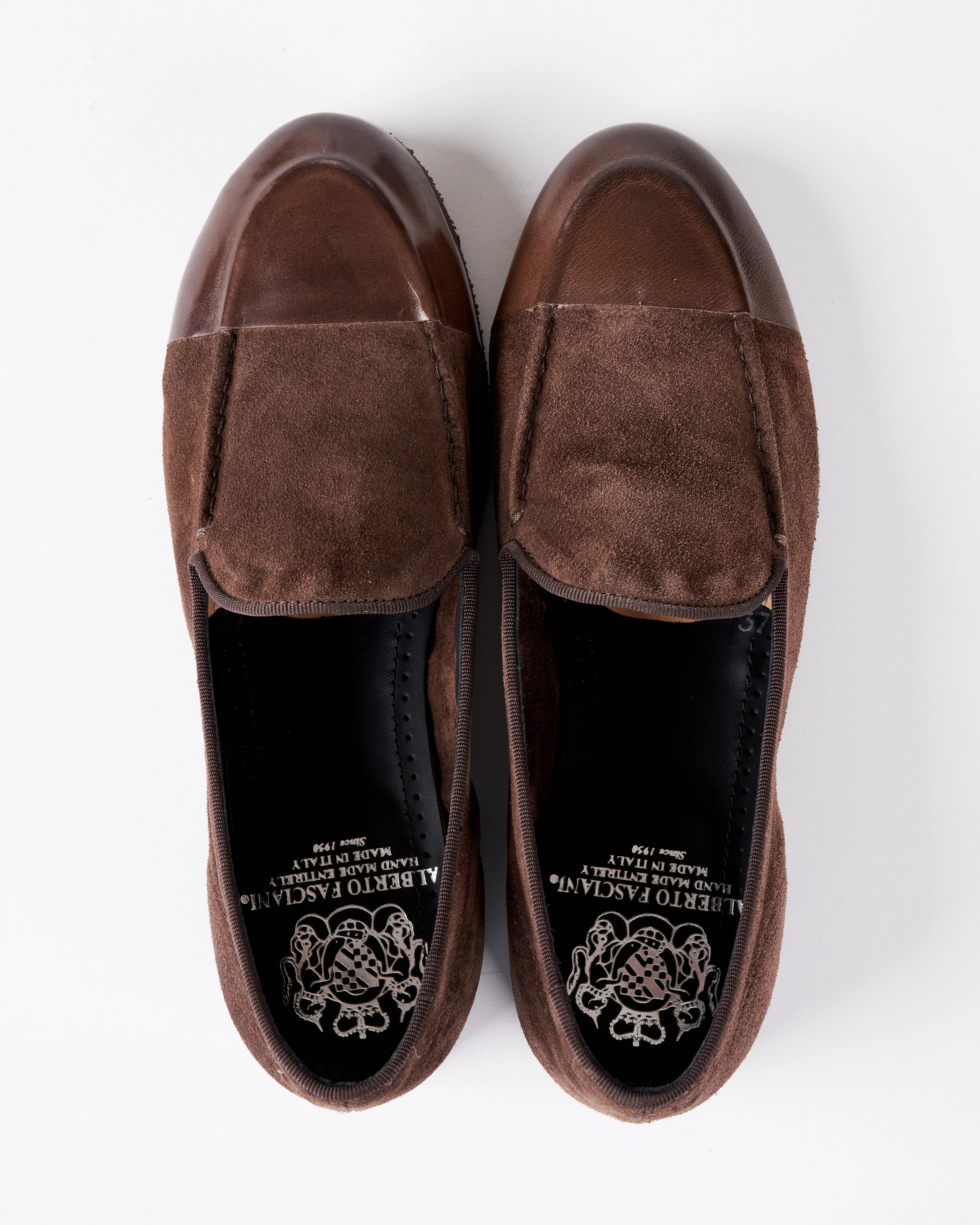 suede espresso/leather espresso dip/rubber sole loafer - Image 3