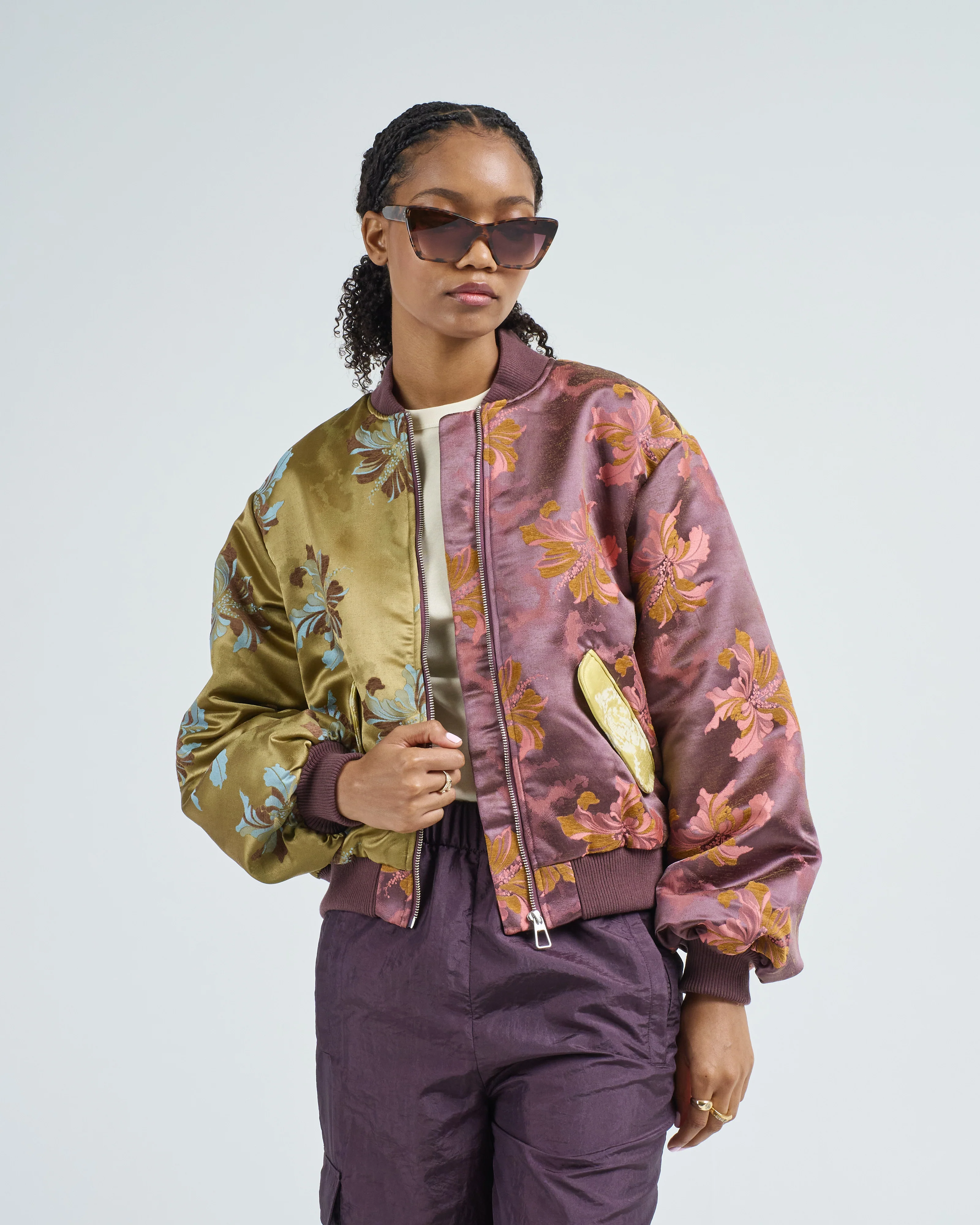 adriana jacquard bomber jacket