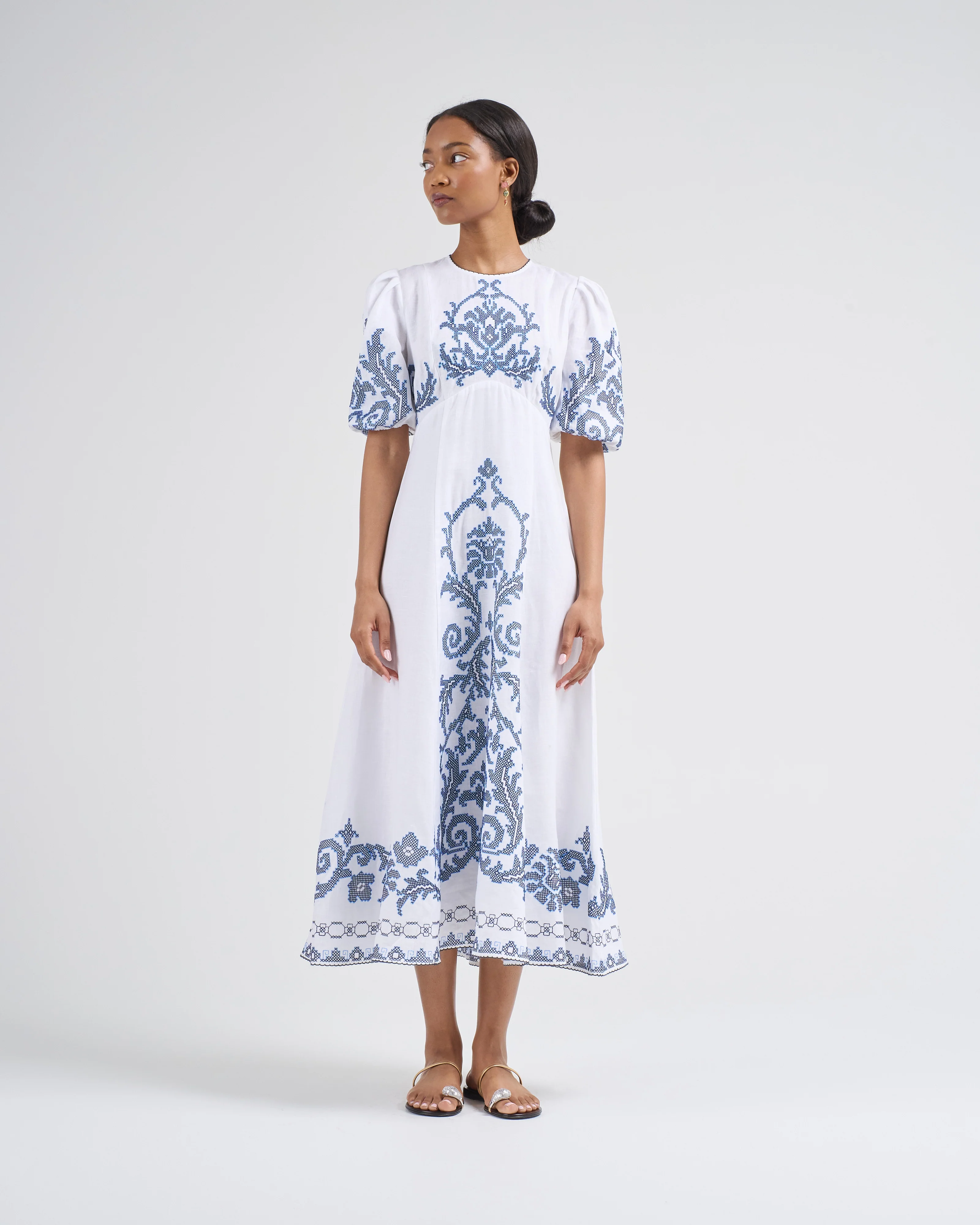 hazel embroidered midi dress - Image 2
