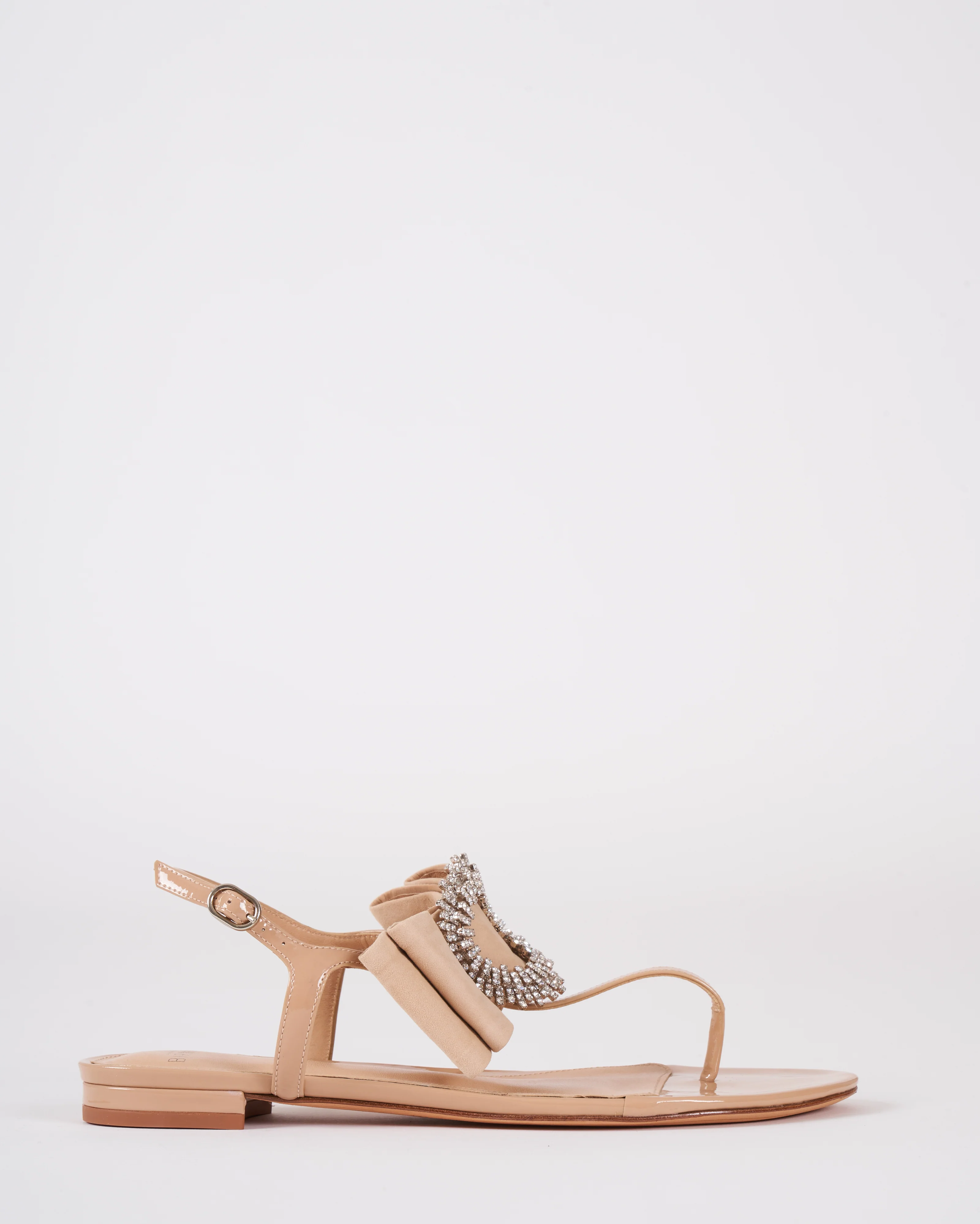 maddie thong sandal - vetro patent + suede nude - Image 2