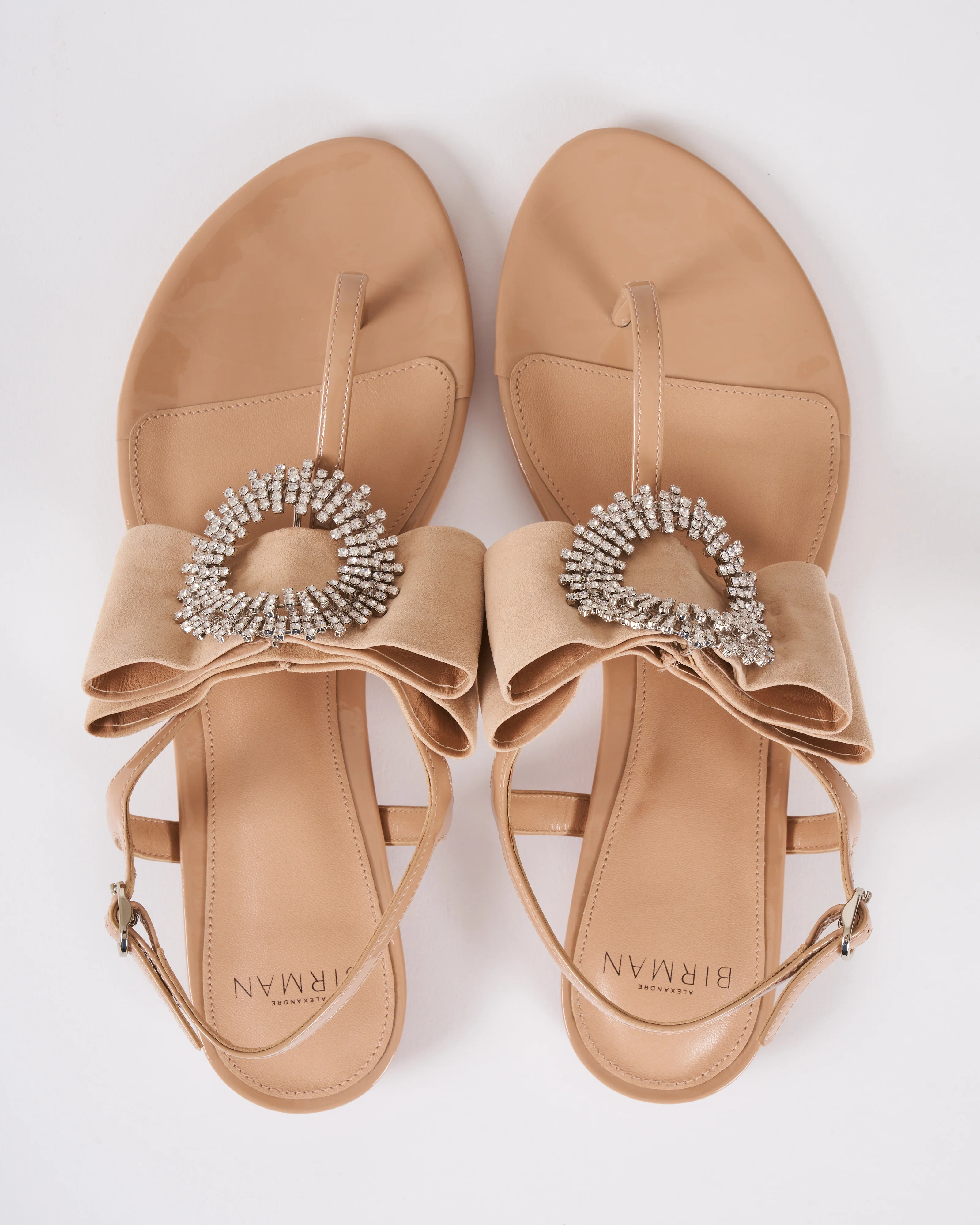 maddie thong sandal - vetro patent + suede nude - Image 3
