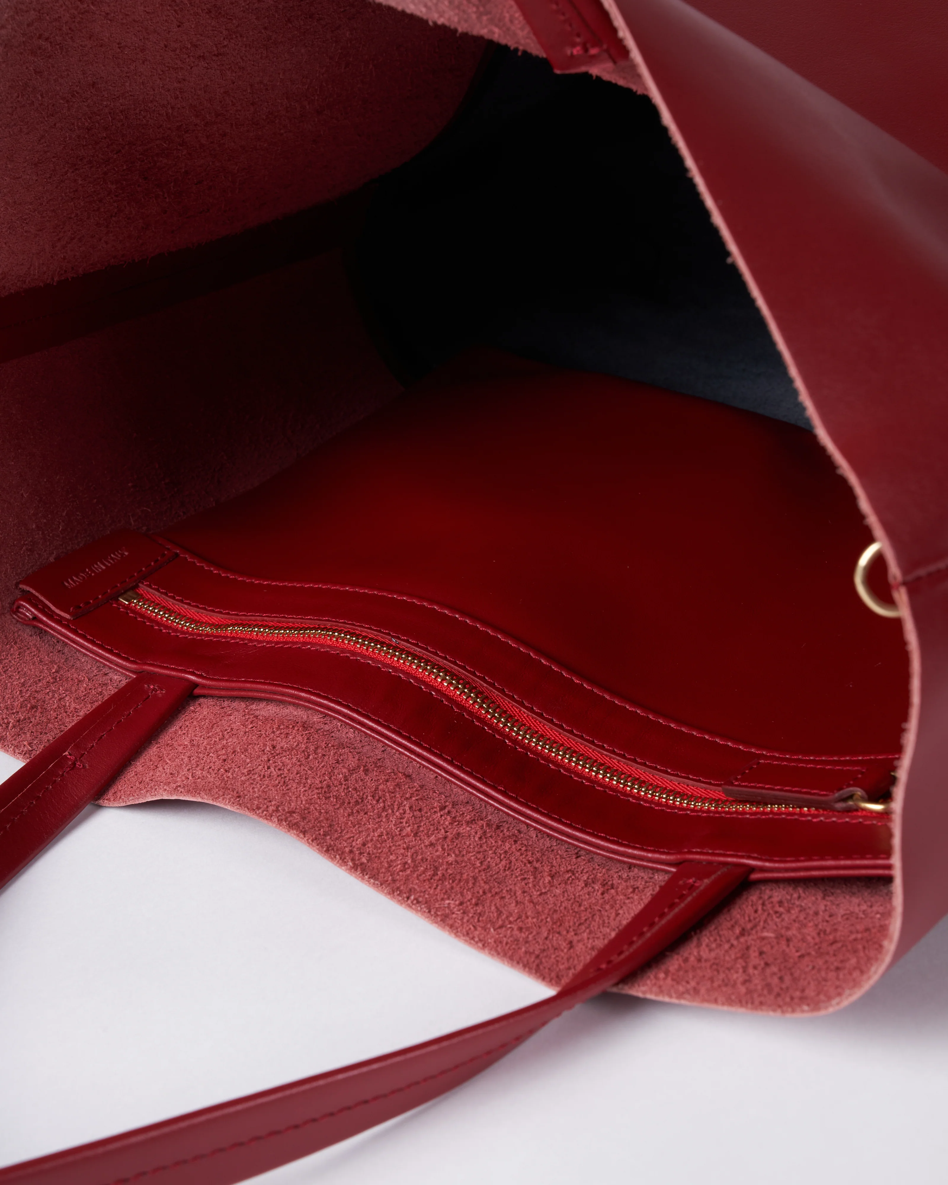 large bag with strap - red and blue leather - Image 3