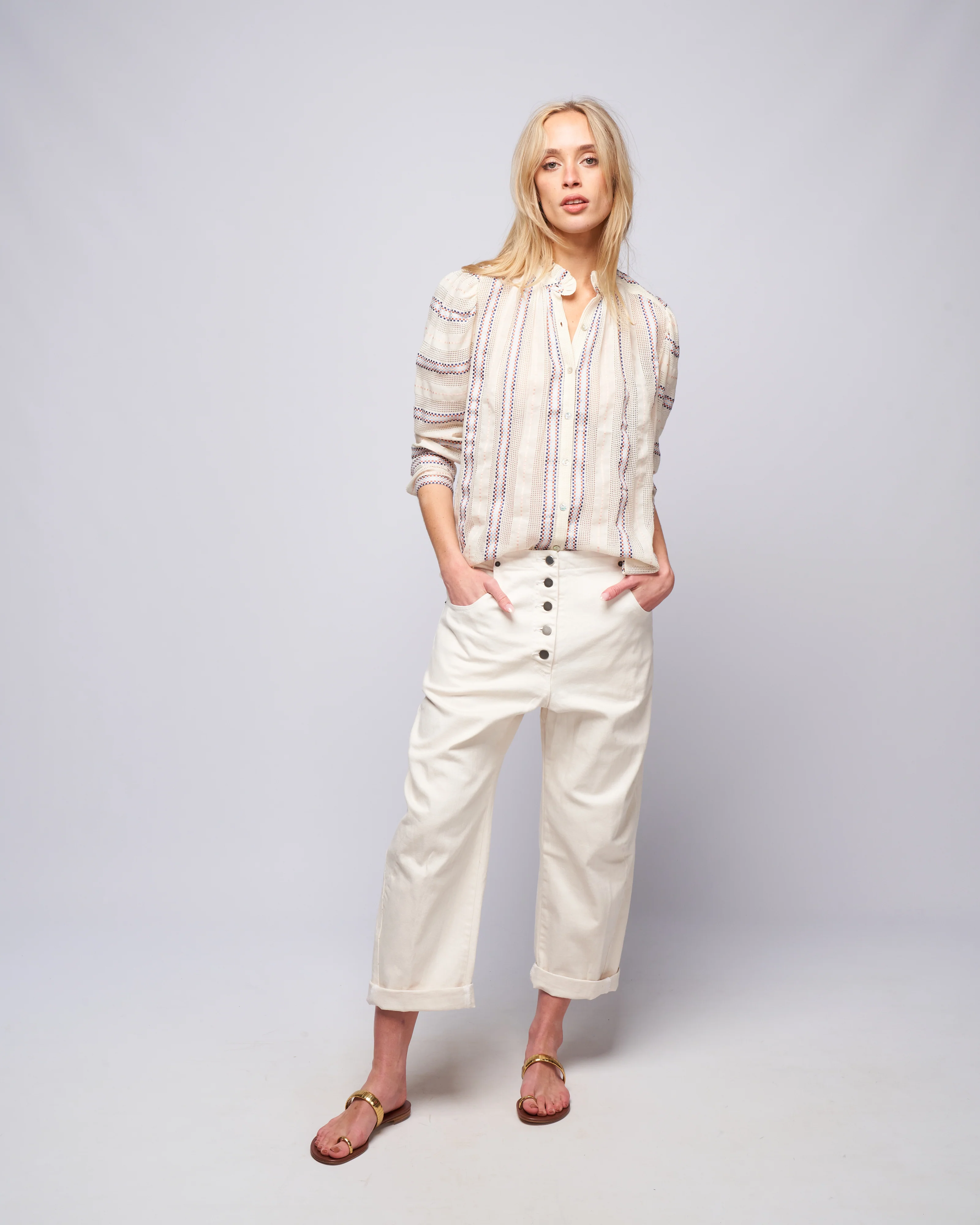 annabel basket weave shirt - white alabaster - Image 2