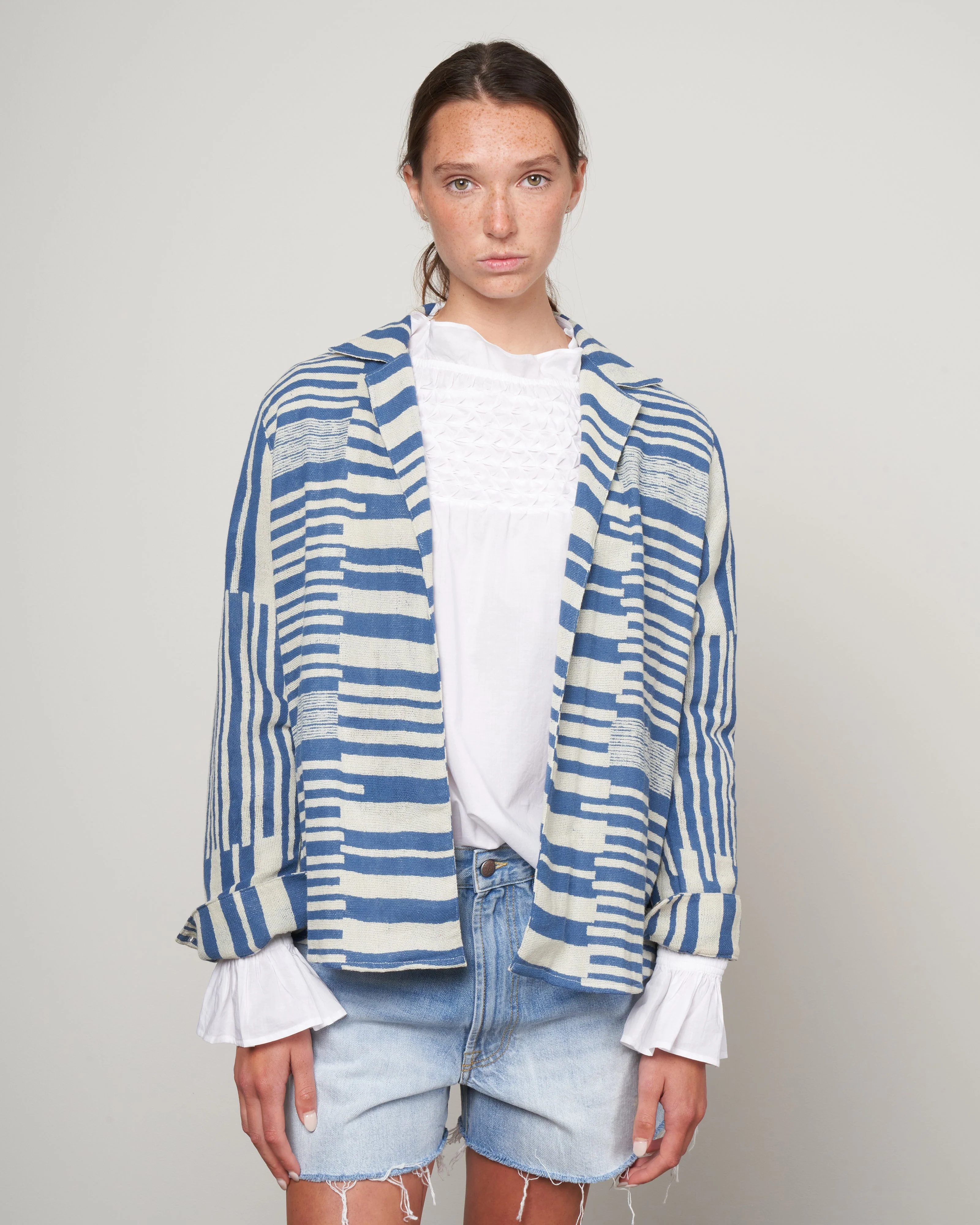 boardwalk stripe overshirt - blue/ecru boardwalk stripe - Image 2