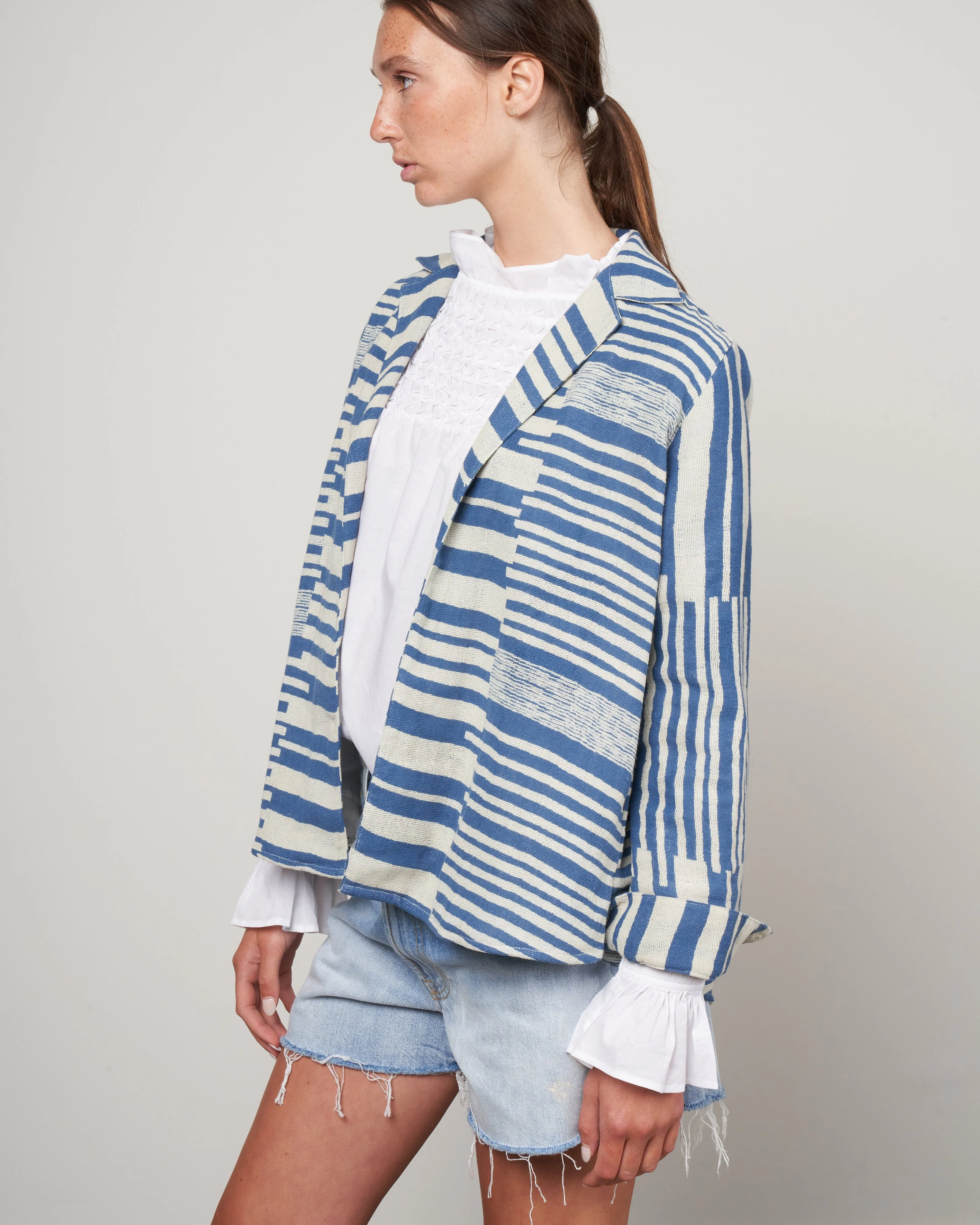 boardwalk stripe overshirt - blue/ecru boardwalk stripe - Image 3