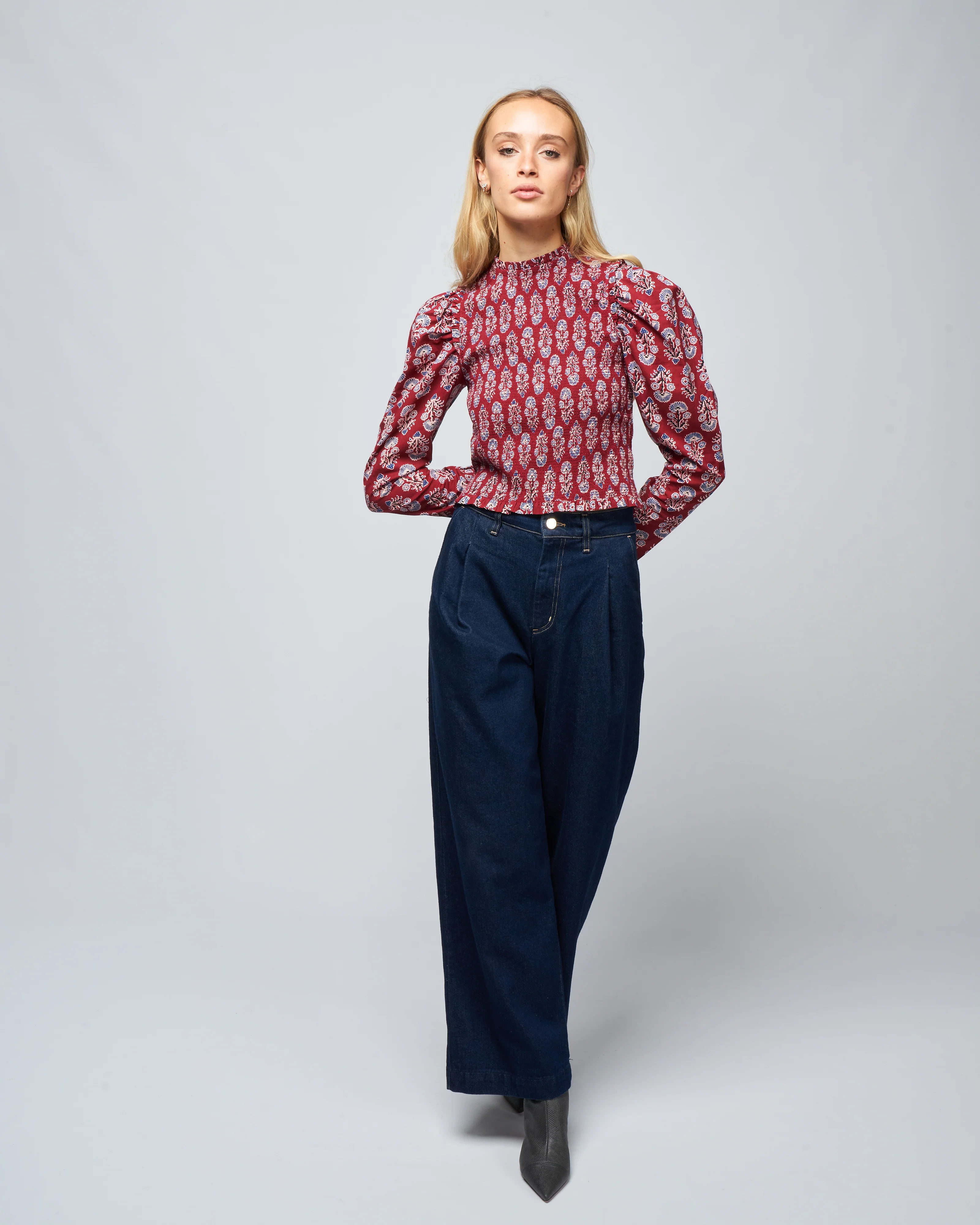 emma cognac smock top - burgundy cognac - Image 2