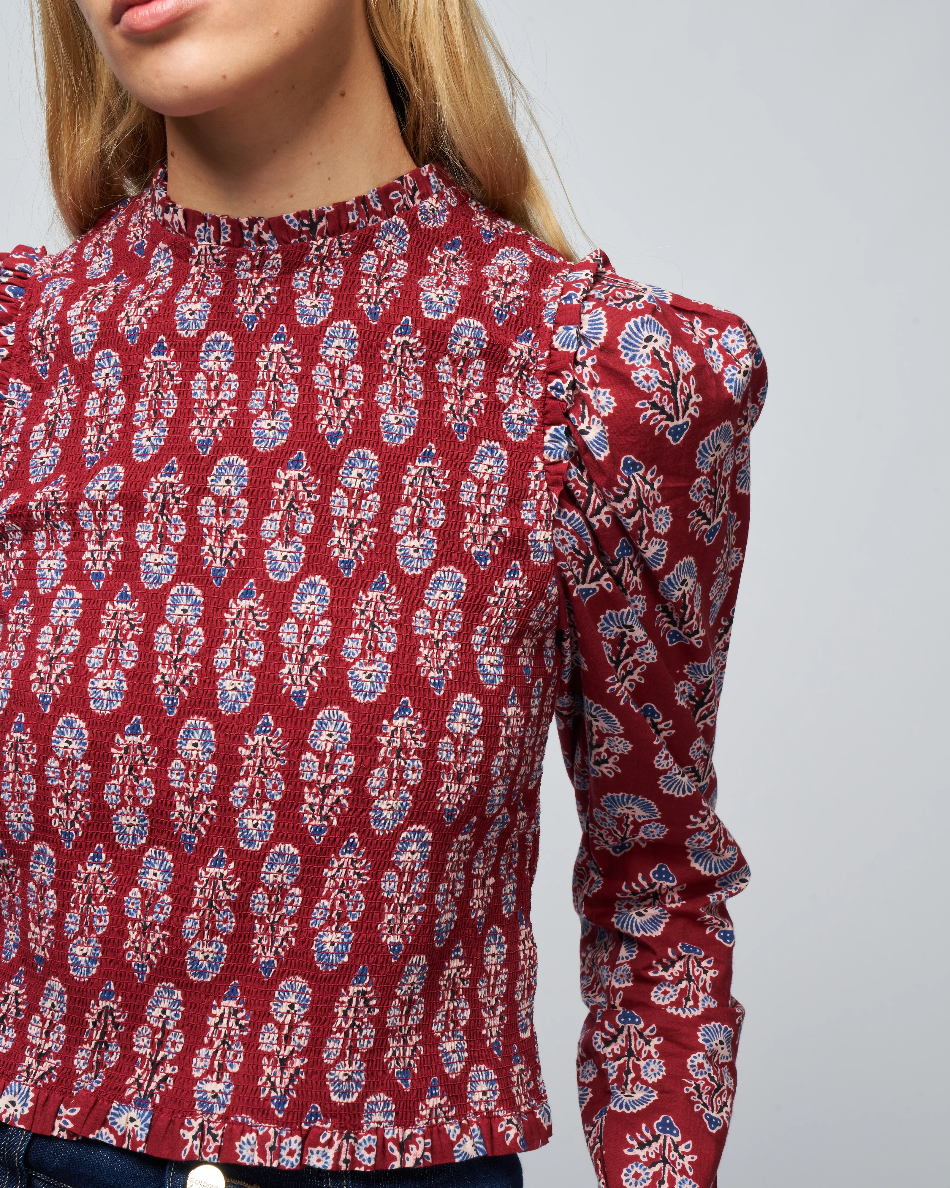 emma cognac smock top - burgundy cognac - Image 5