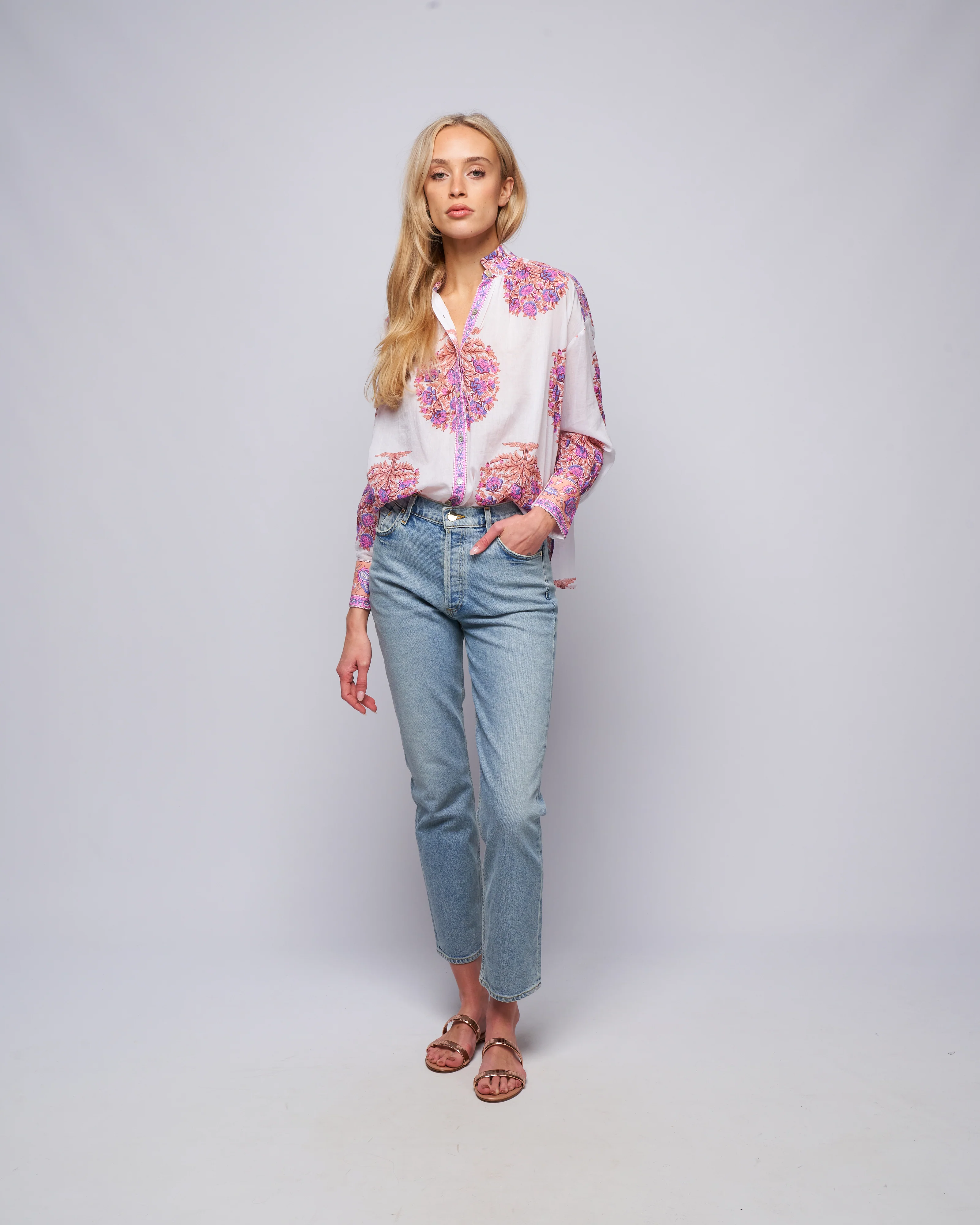 kiki fig flower shirt - pink salmon - Image 2