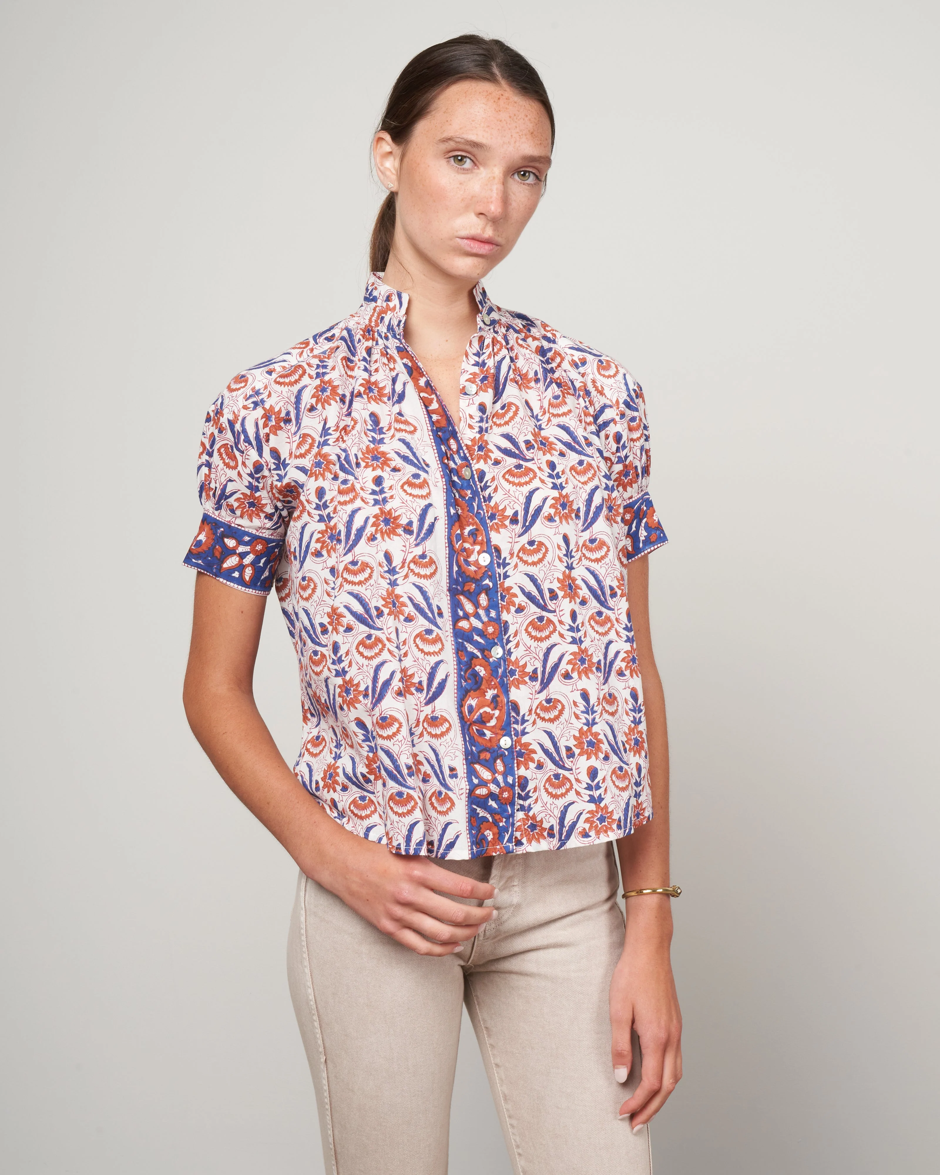 kitsey cosmos shirt - brown/white brown floral - Image 2