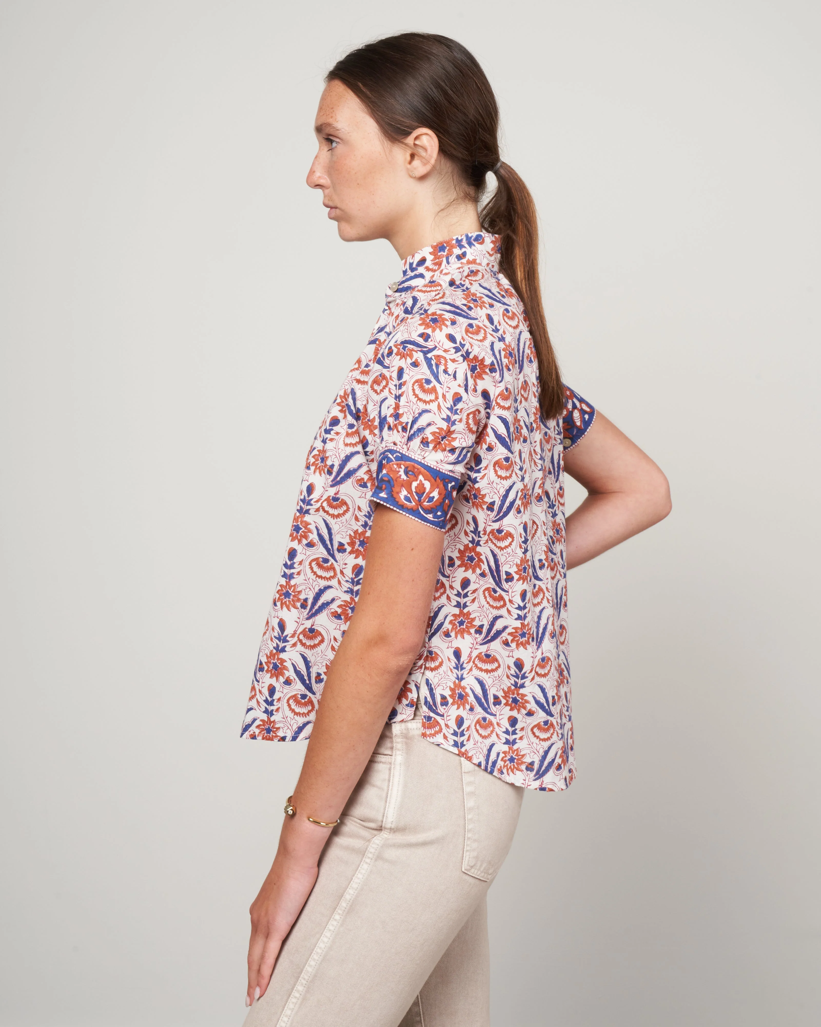 kitsey cosmos shirt - brown/white brown floral - Image 3