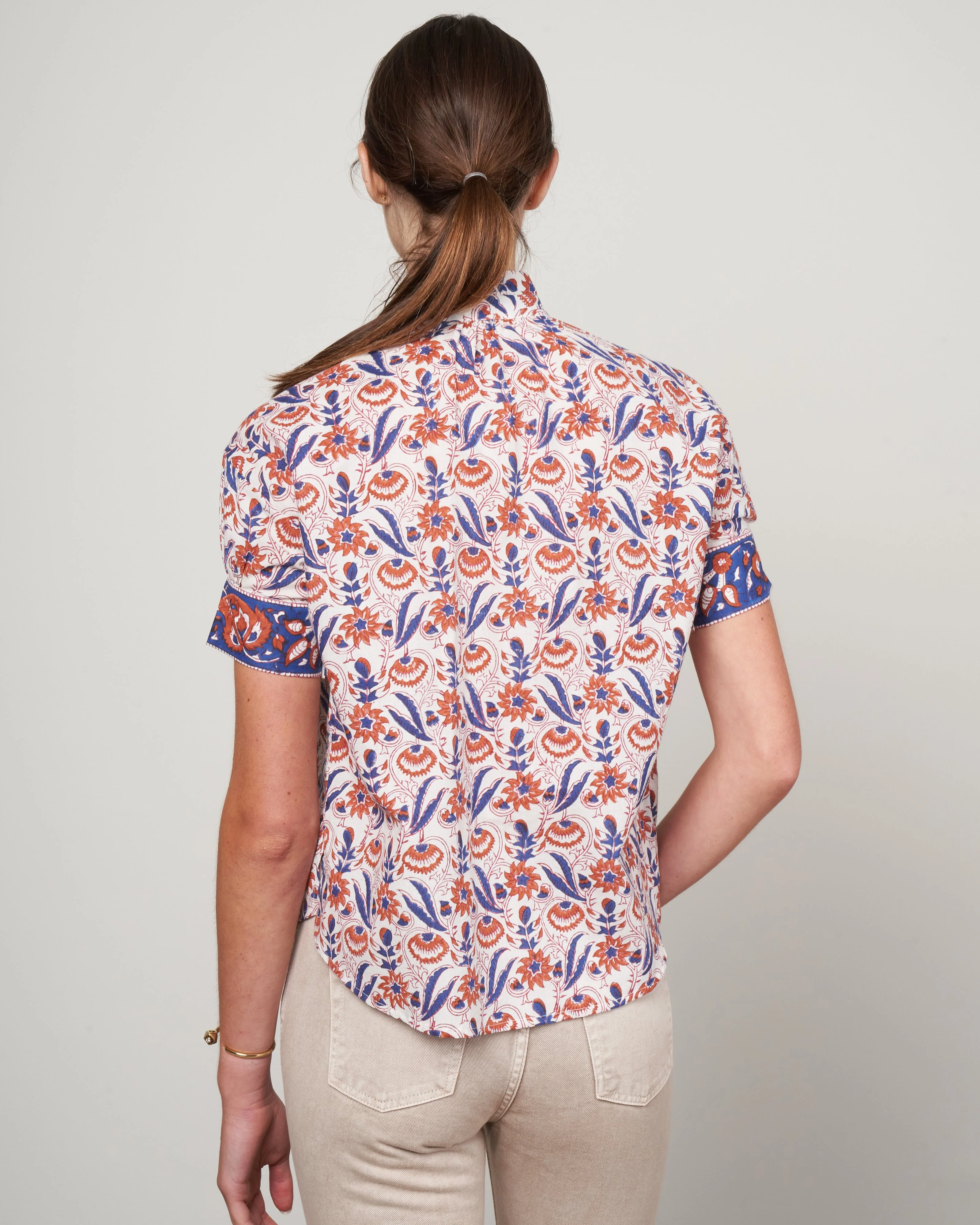 kitsey cosmos shirt - brown/white brown floral - Image 4