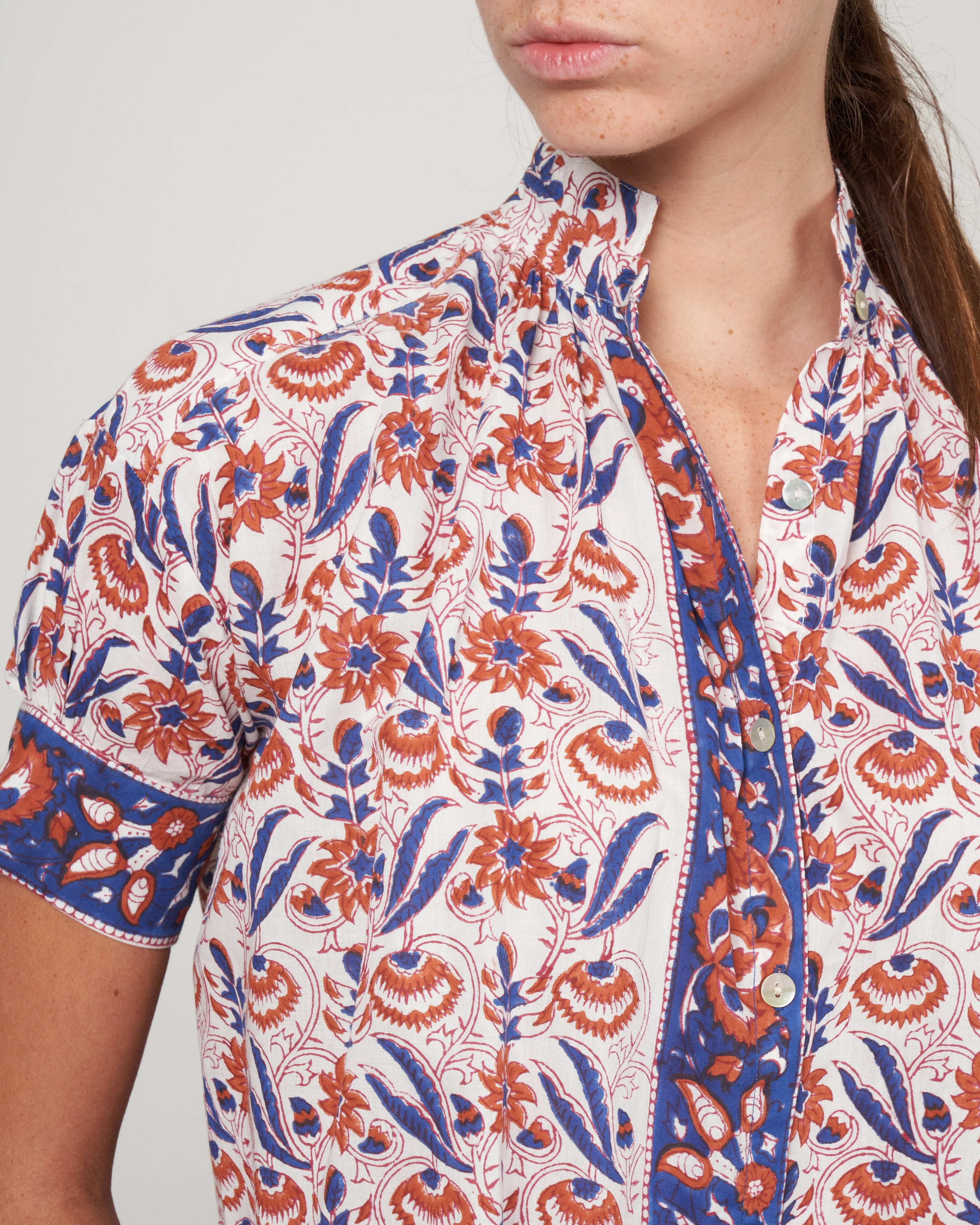 kitsey cosmos shirt - brown/white brown floral - Image 5