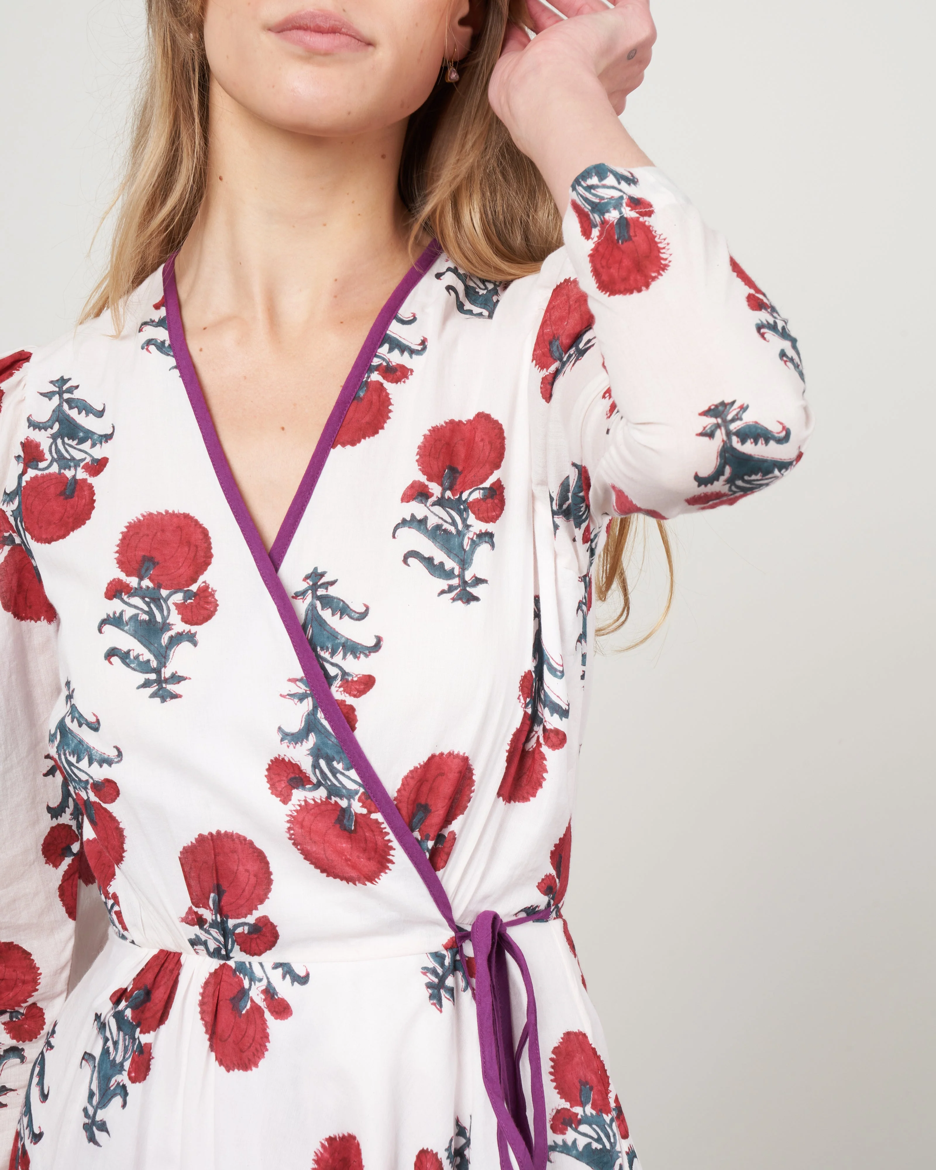 lalli poppy wrap dress - white/red poppy - Image 2