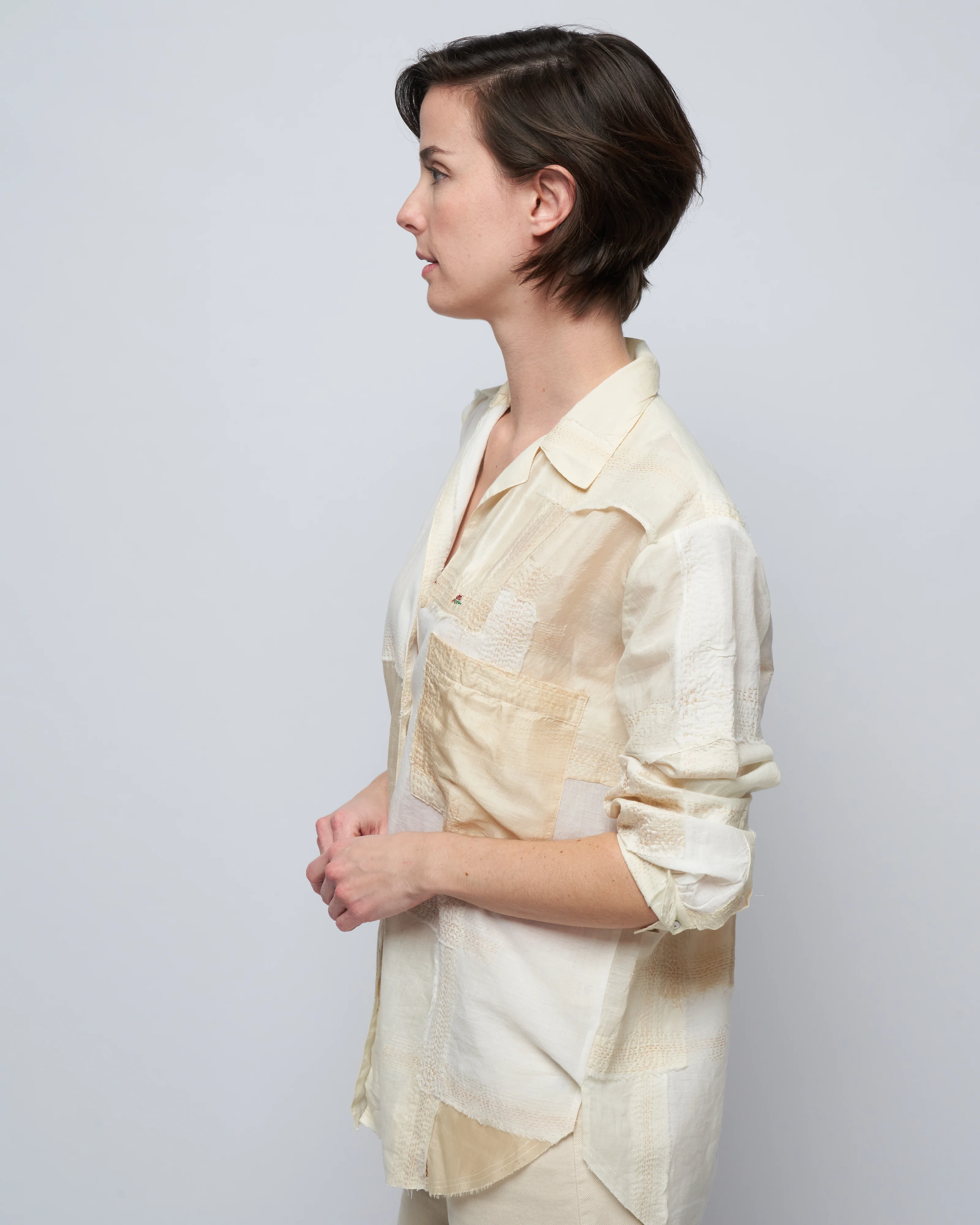 patti lily kantha shirt - white snowdrop - Image 3